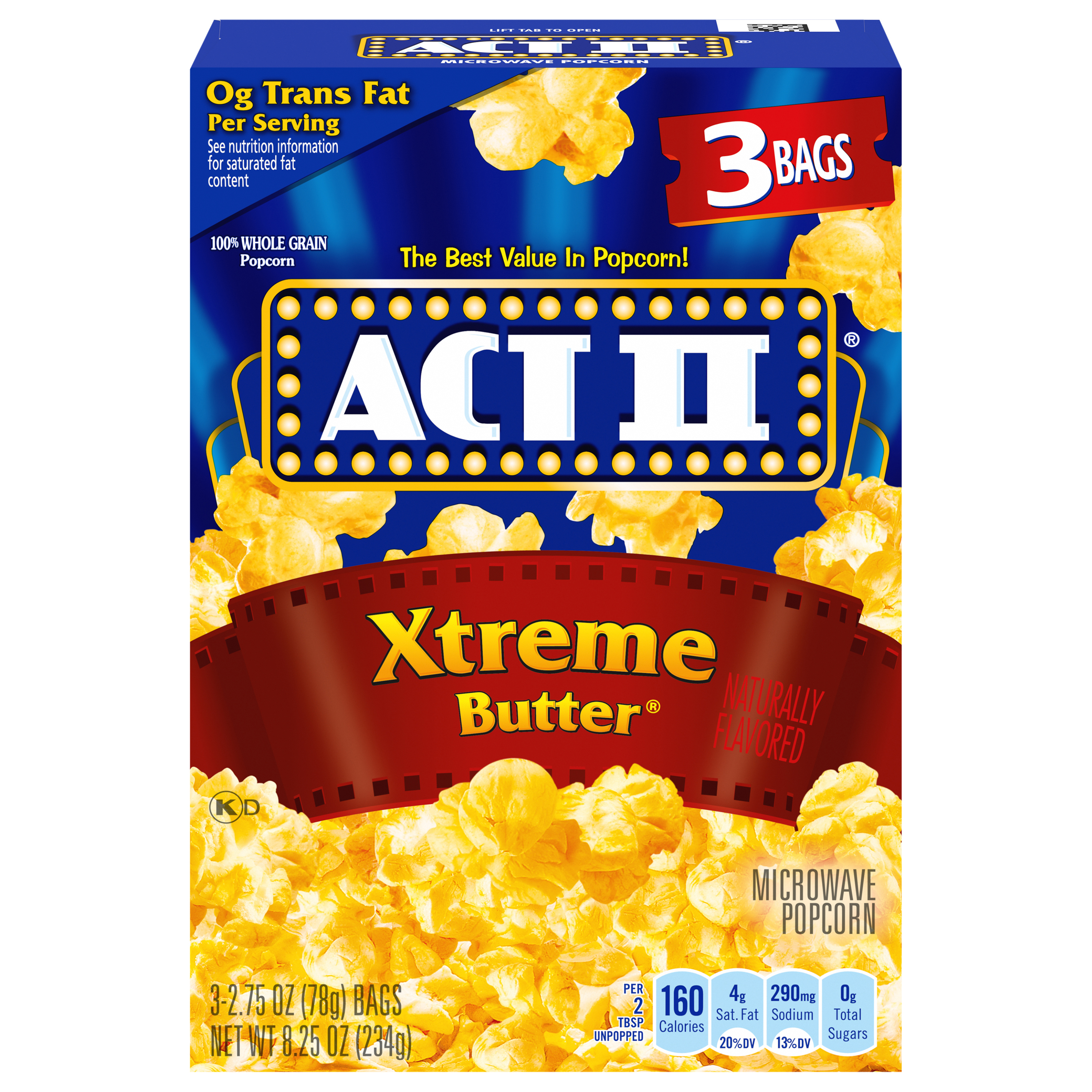 Act II Xtreme Butter Microwave Popcorn 3pk-8.25oz/#23208