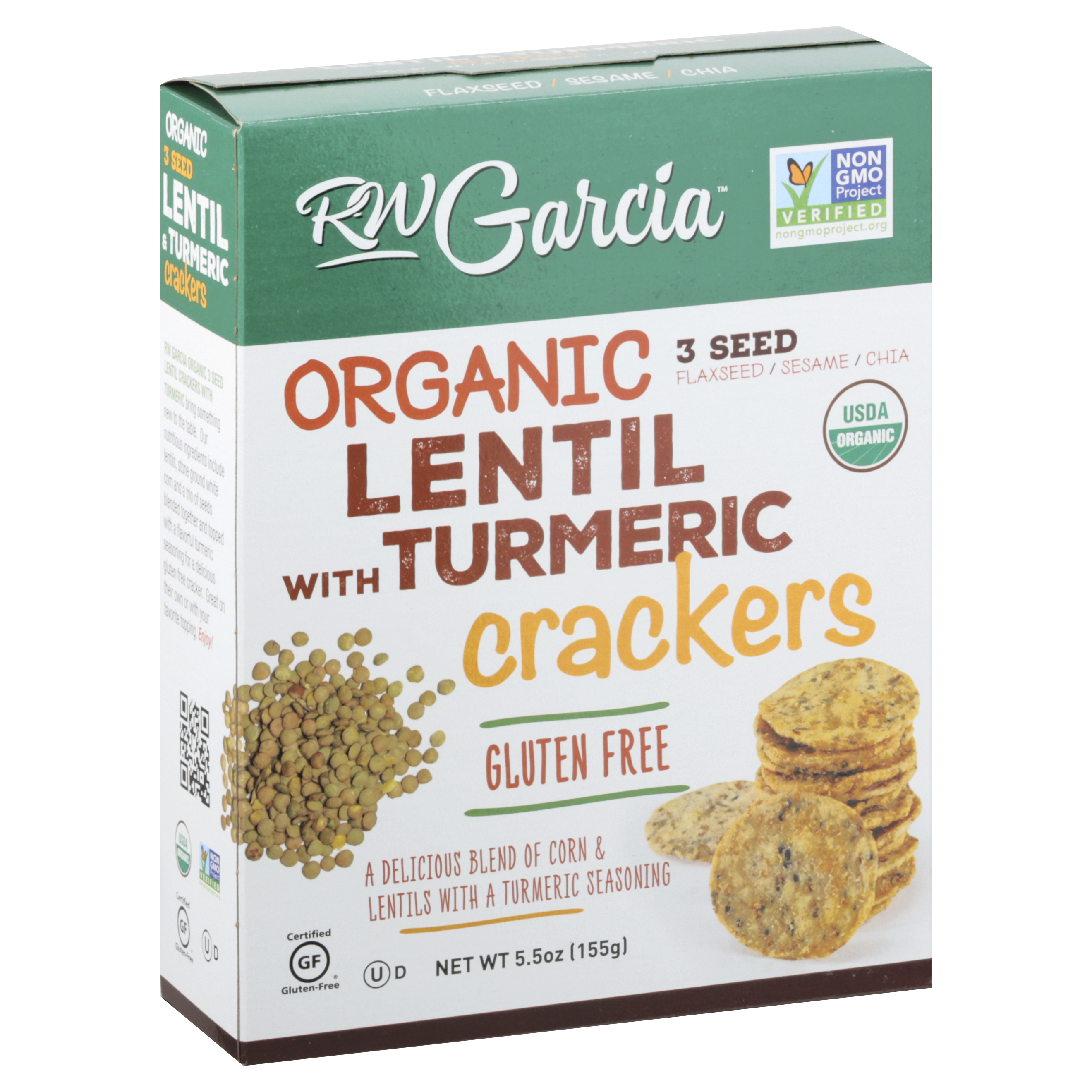 RW Garcia Organic 3 Seed Lentil with Turmeric Crackers