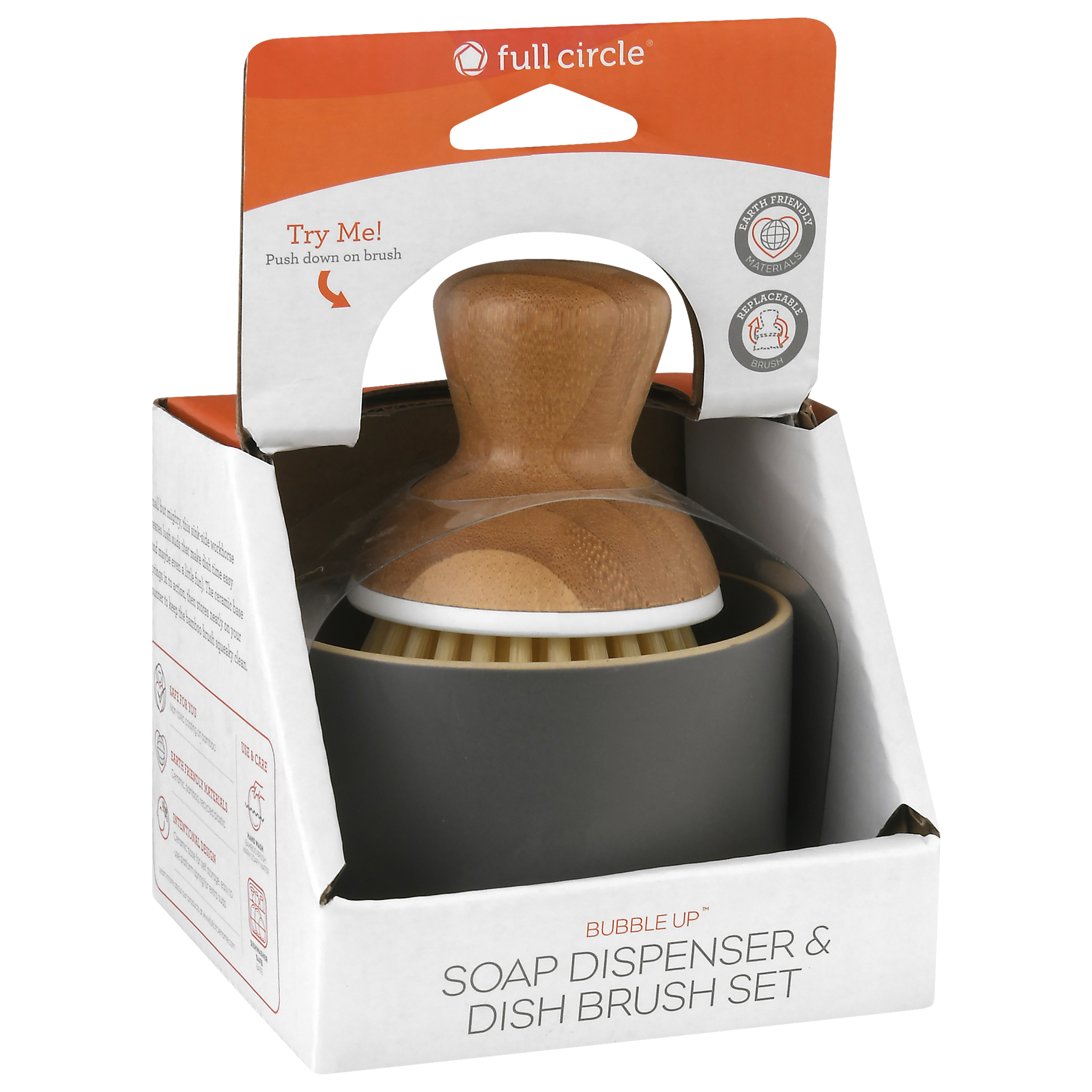 Full Circle Bubble Up Soap Dispenser & Dish Brush Set