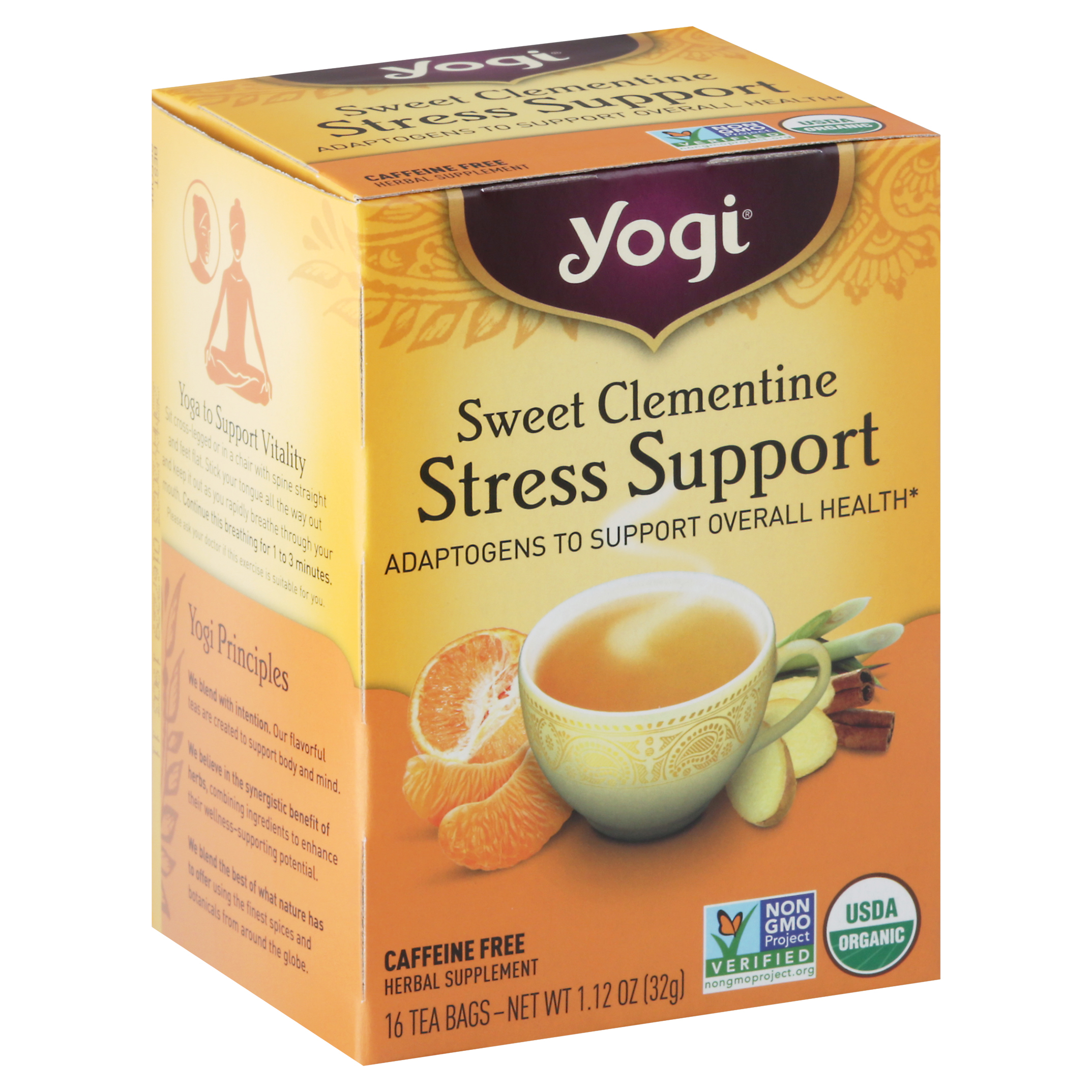 Yogi Tea Bags Caffeine Free Stress Support Sweet Clementine Herbal Supplement