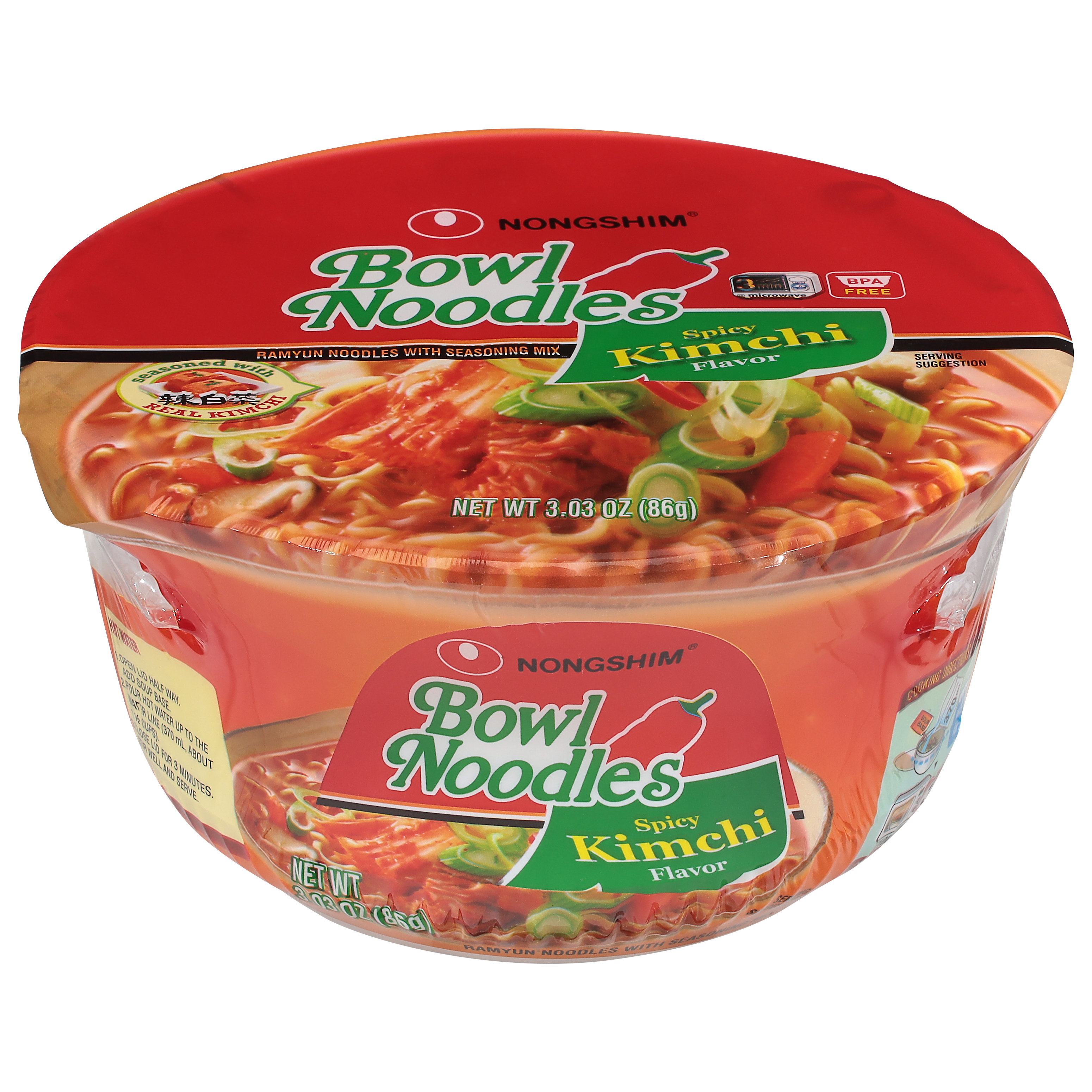 Nongshim Spicy Kimchi Flavor Bowl Noodles