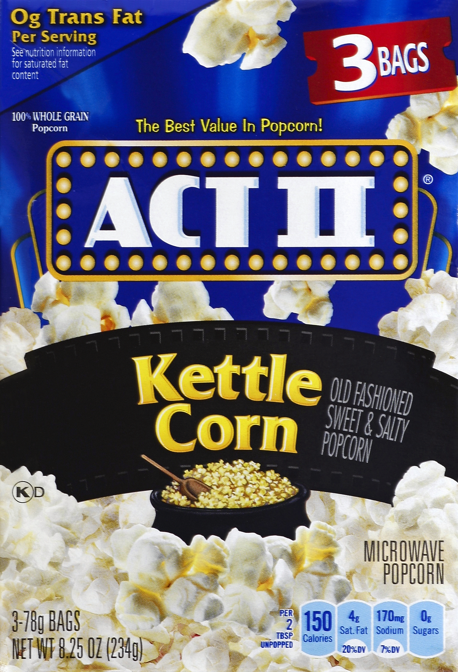 Act II-Microwave Popcorn Kettle Corn 3pk-8.25oz/#23213