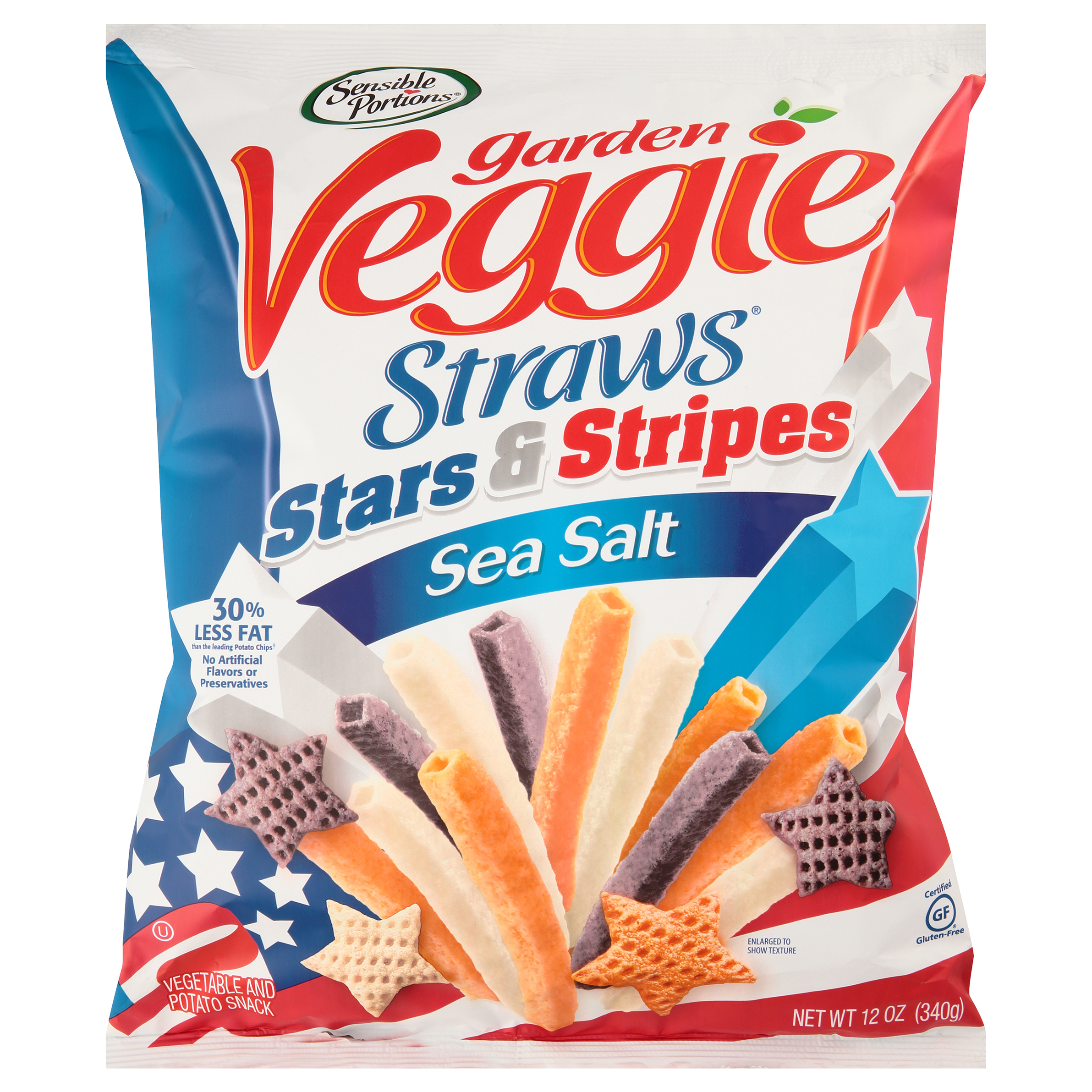 Sensible Portions Garden Veggie Straws Stars & Stripes Sea Salt Vegetable & Potato Snack 12 oz. Bag