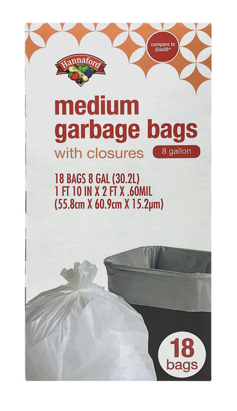 Hannaford Medium Garbage Bags With Closures