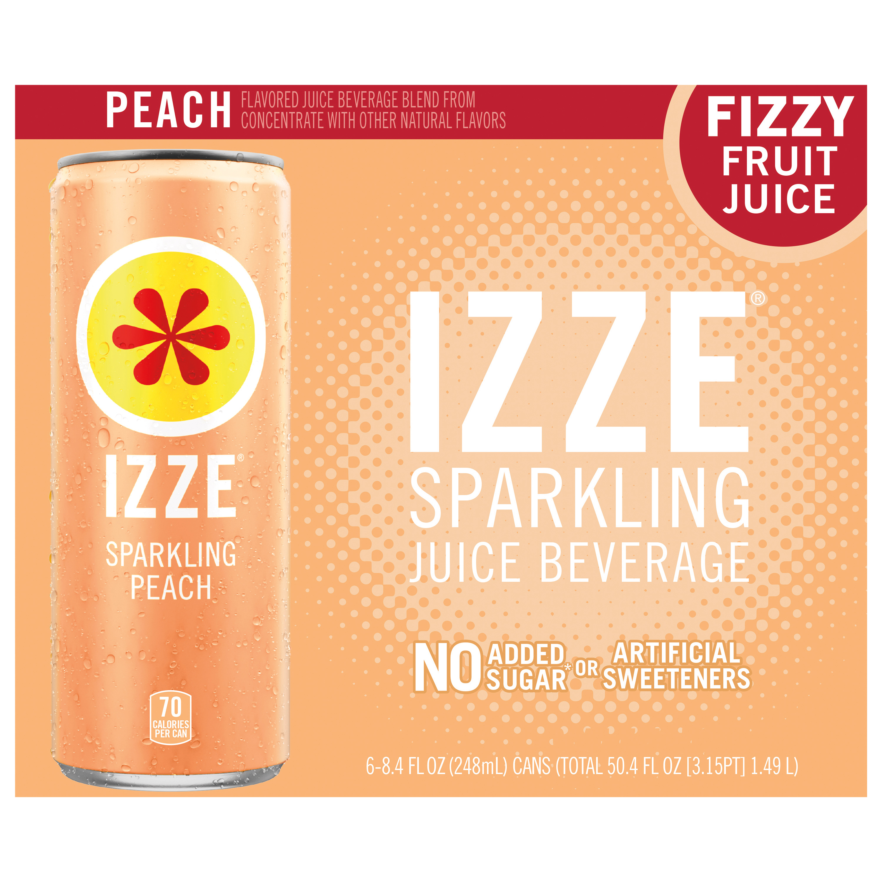 IZZE Sparkling Juice Beverage Blend Peach 8.4 Fl Oz,