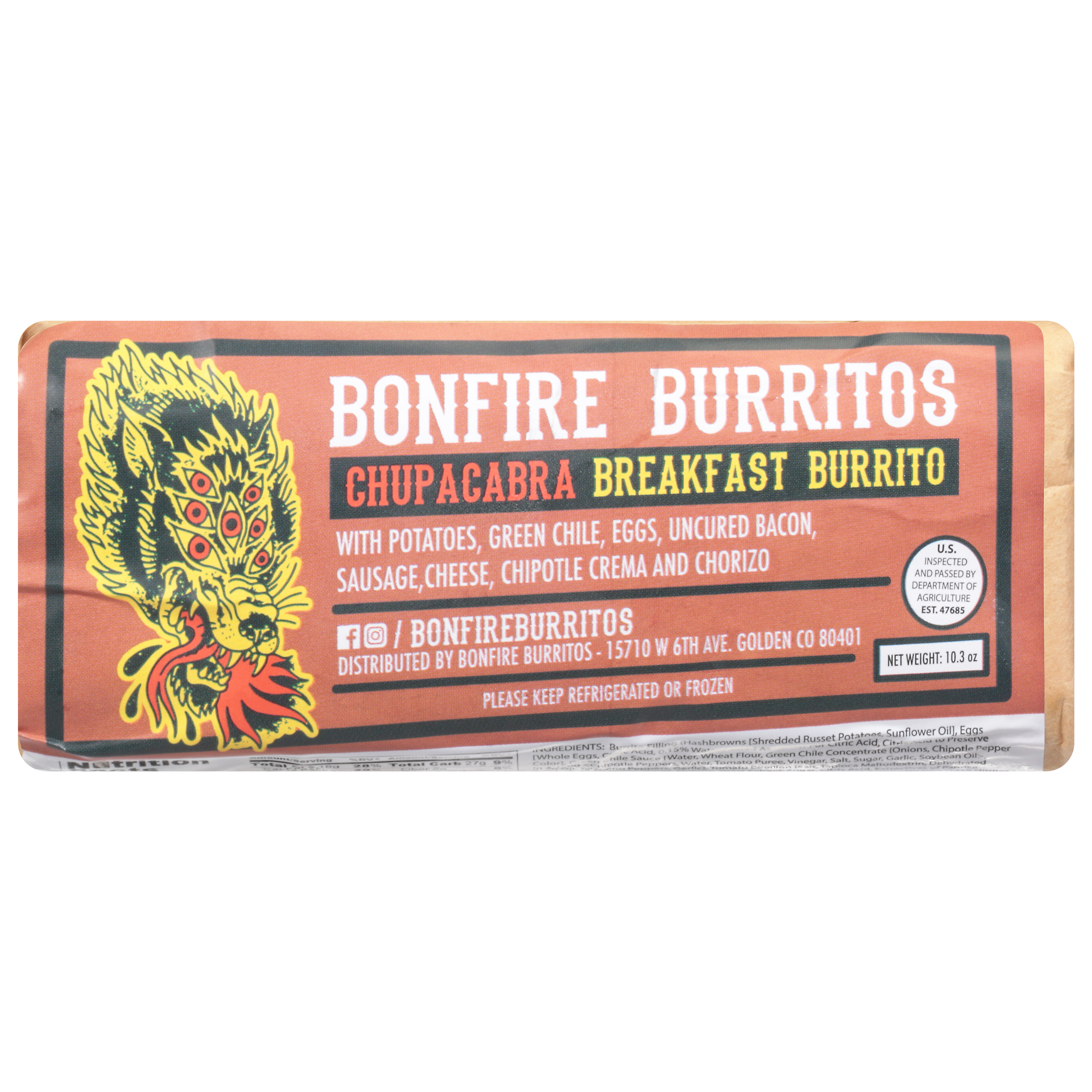 Bonfire Burritos Chupacabra Breakfast Burrito