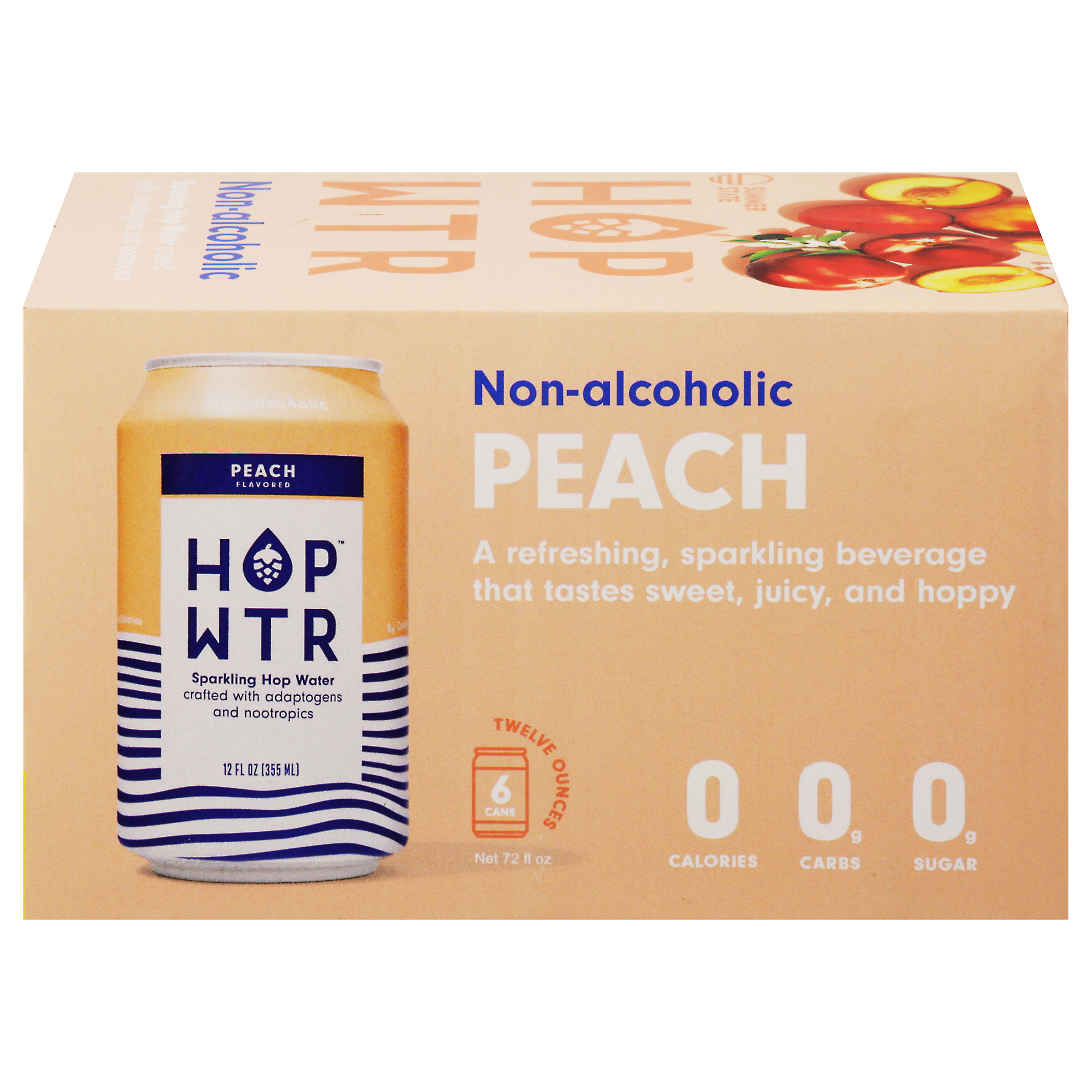 Hop Wtr Non-Alcoholic Peach Sparkling Hop Water