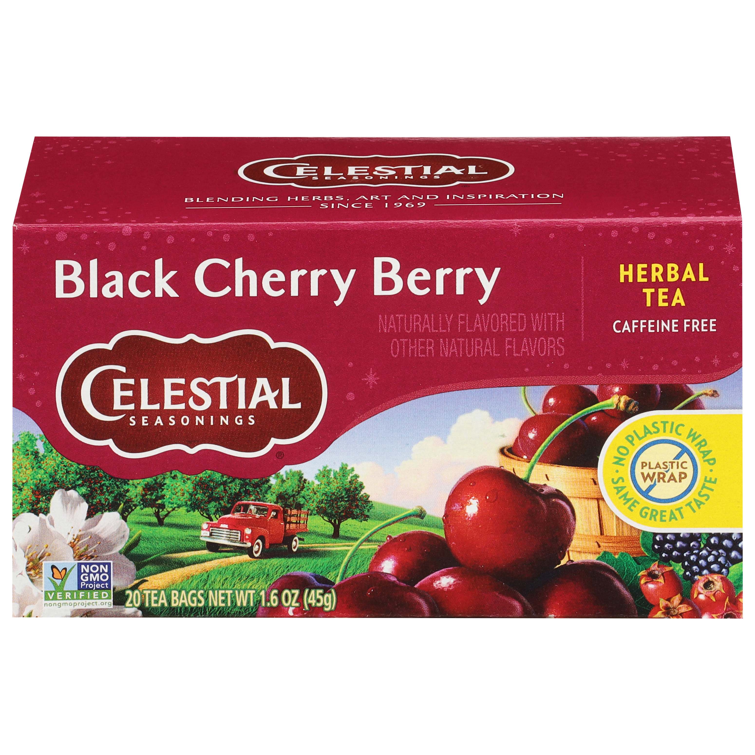 Celestial Seasonings Caffeine Free Black Cherry Berry Herbal Tea 20 Tea Bags