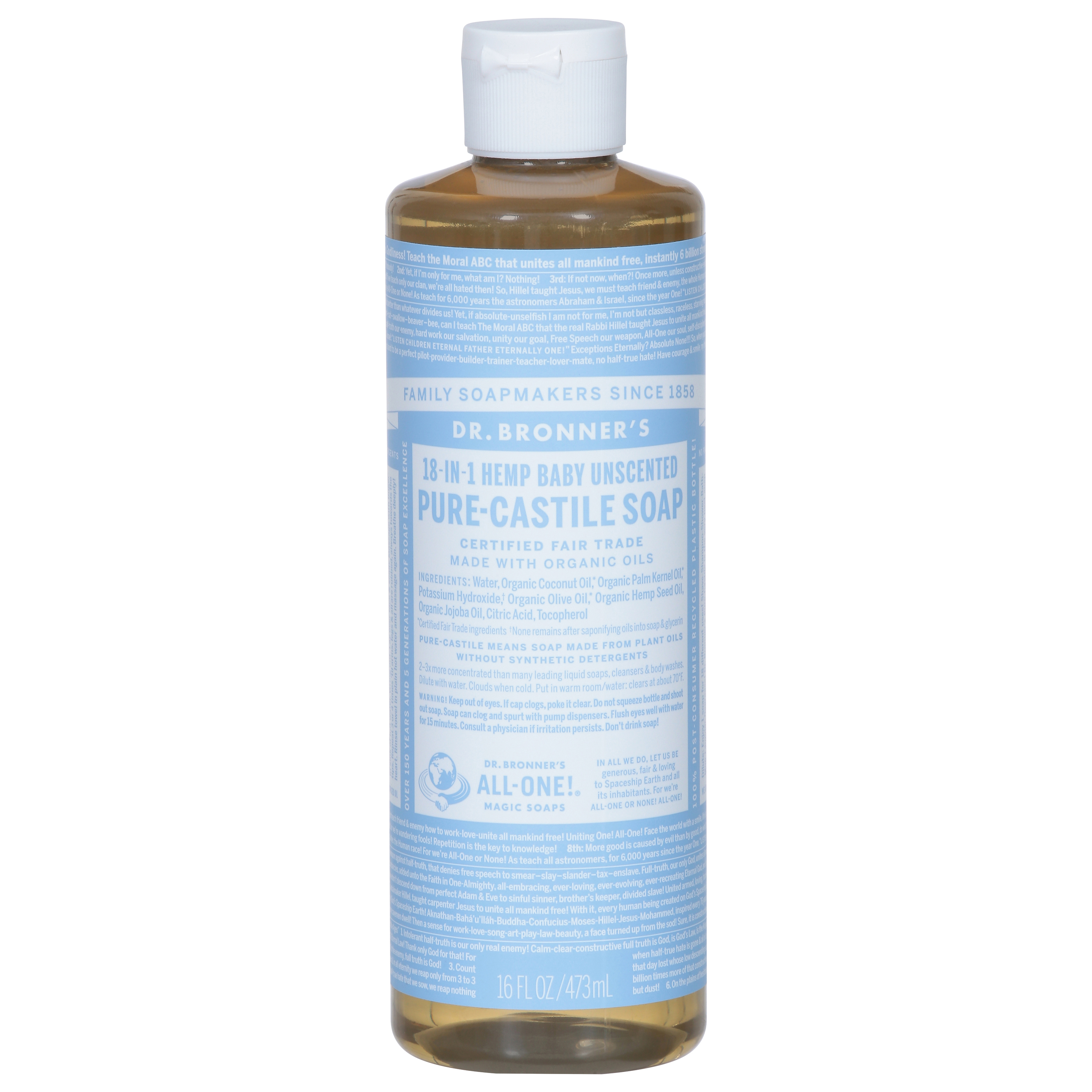 Dr. Bronner's Baby 18-in-1 Hemp Pure-Castile Unscented Soap