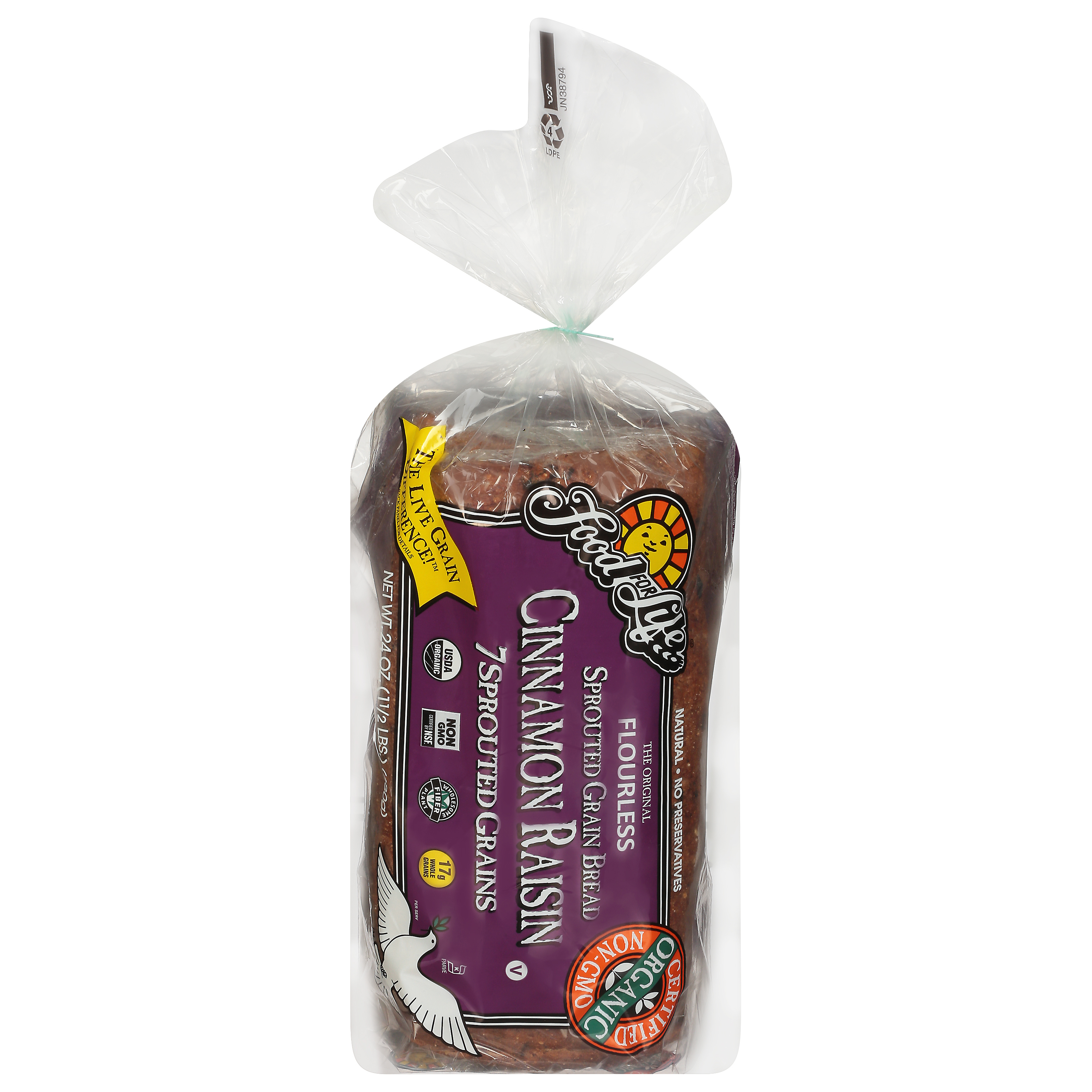 Food for Life 7 Sprouted Grains Flourless Cinnamon Raisin Bread