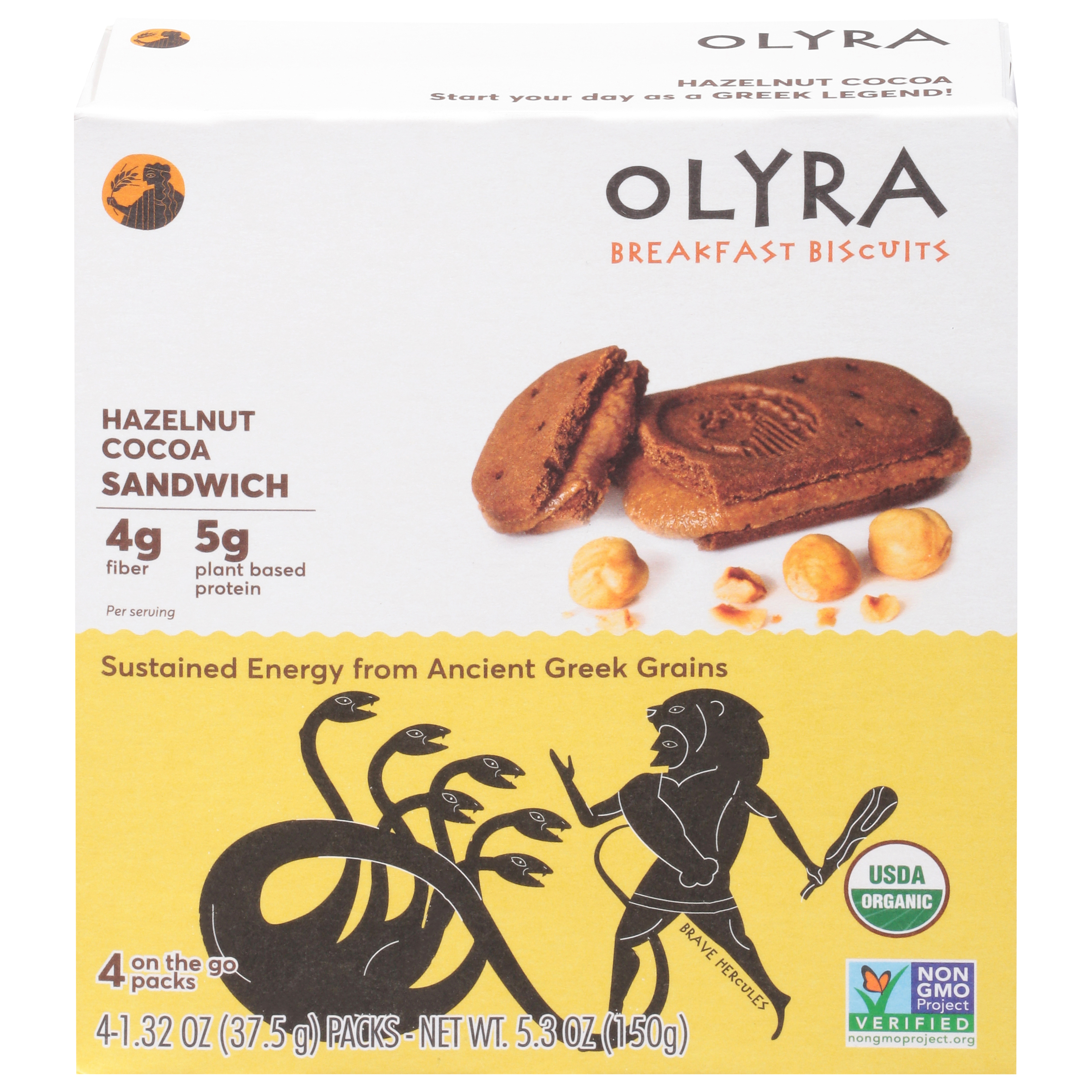 Olyra Hazelnut Cocoa Sandwich Breakfast Biscuits 4 - 1.32 oz Packs