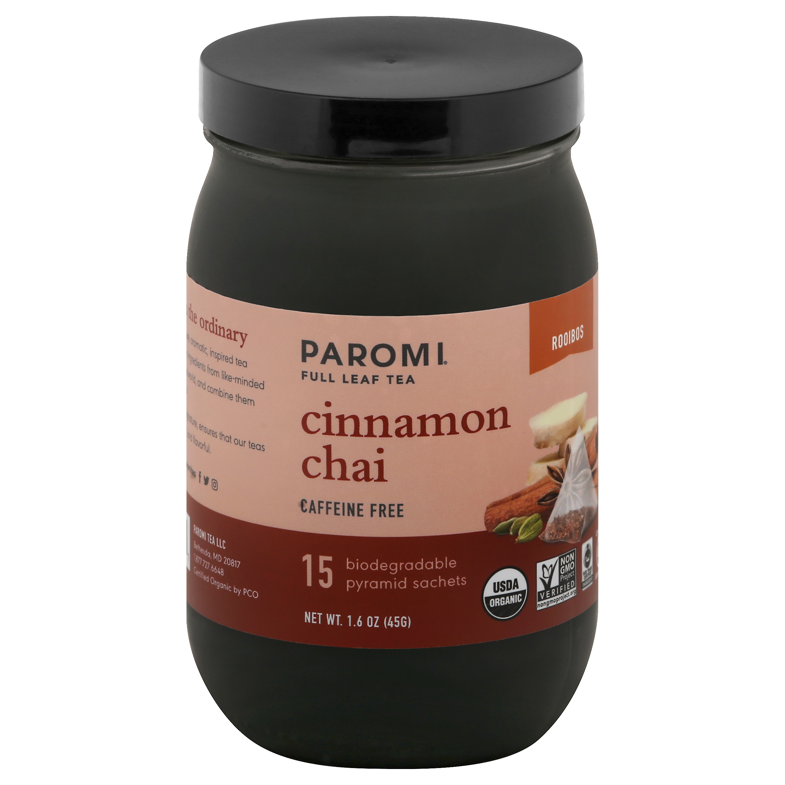 Paromi Caffeine Free Pyramid Sachets Cinnamon Chai Rooibos