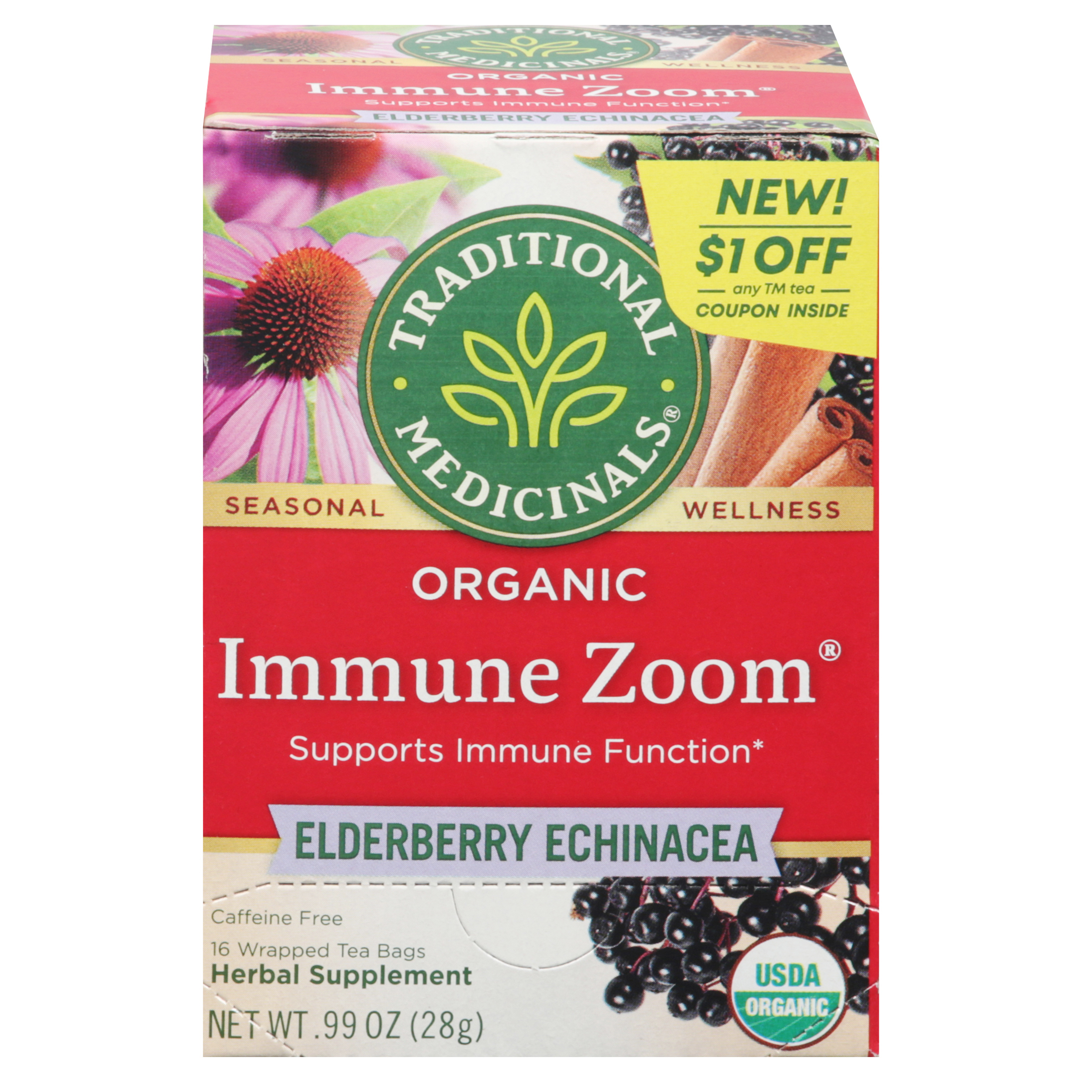 Traditional Medicinals Organic Immune Zoom Elderberry Echinacea Tea