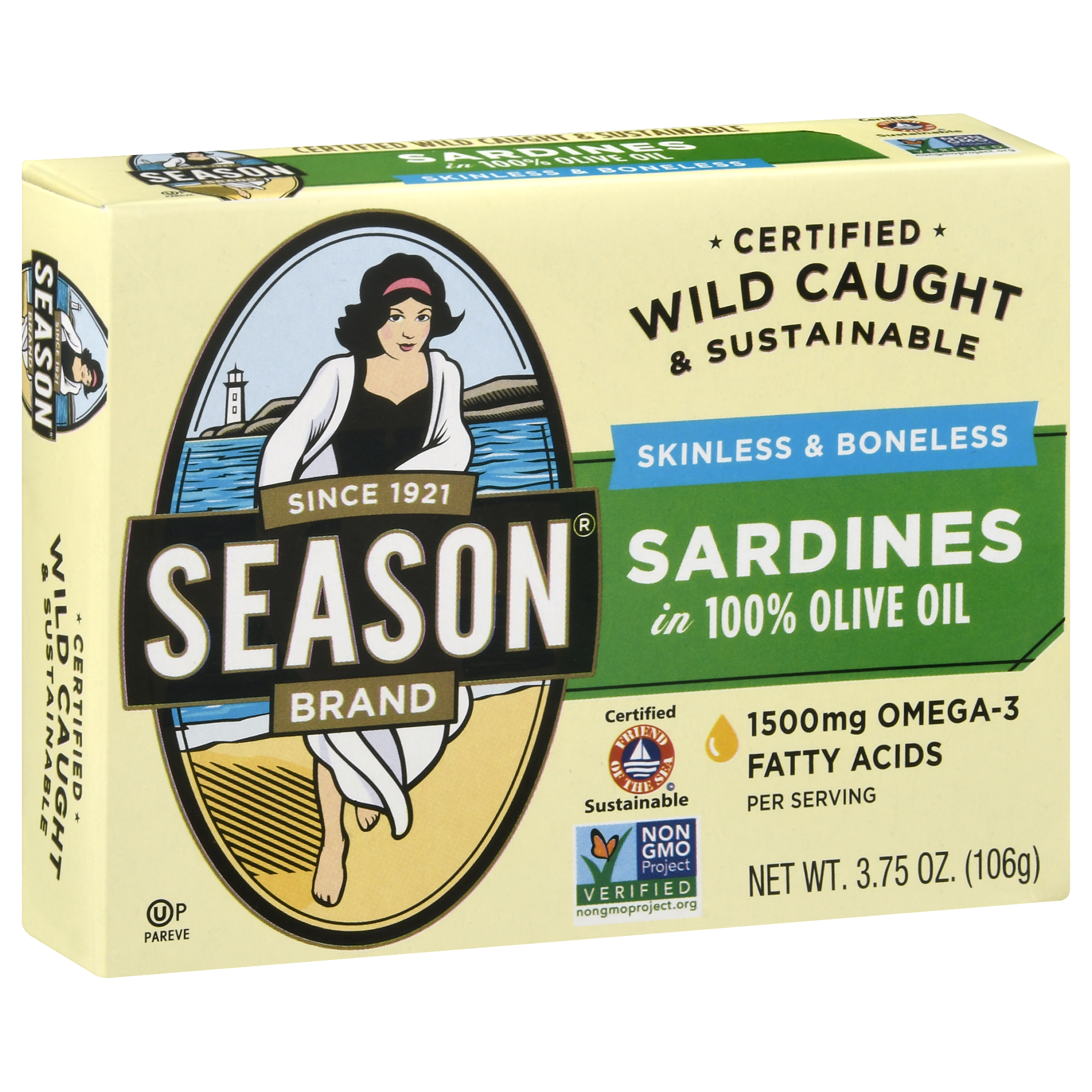 Season Skinless & Boneless Sardines in 100% Olive Oil