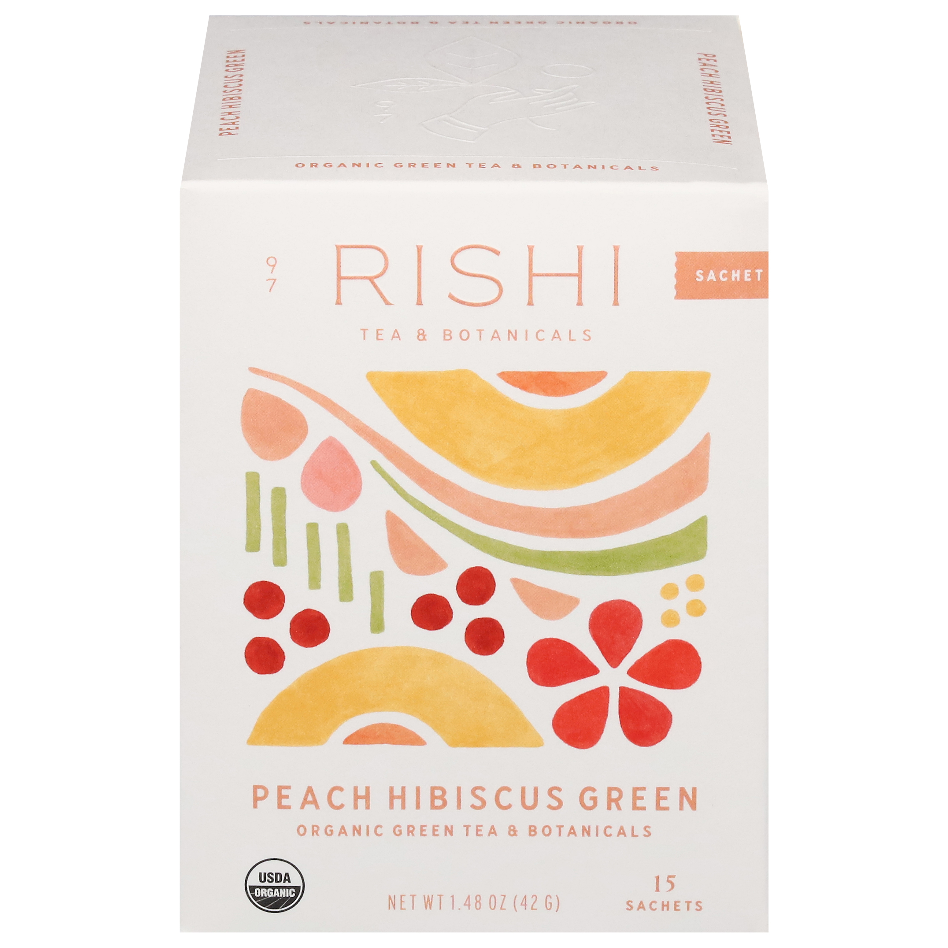 Rishi Organic Peach Hibiscus Green Green Tea 15 Sachets
