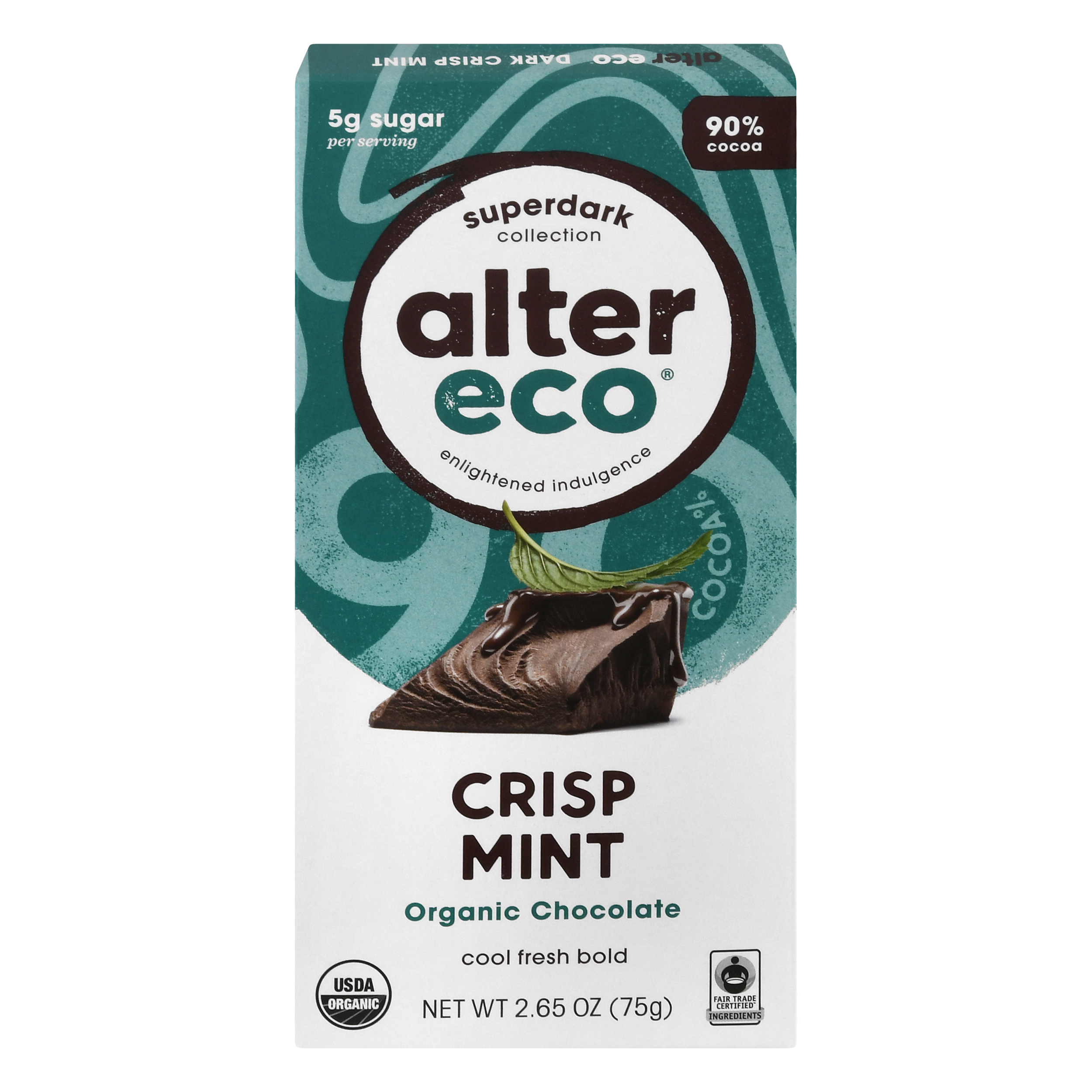 Alter Eco Superdark Collection 90% Cocoa Organic Crisp Mint Chocolate