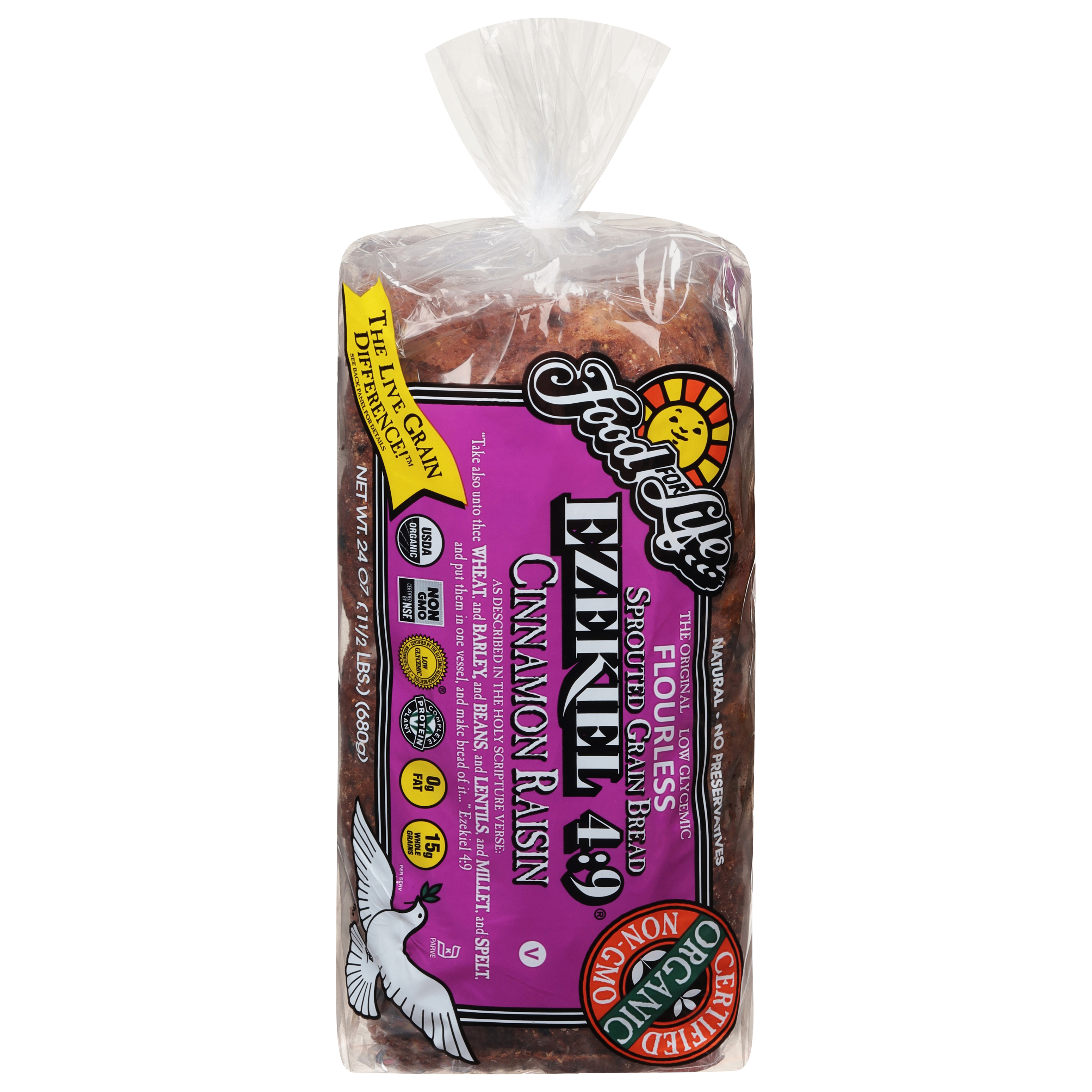 Food for Life Ezekiel 4:9 Flourless Sprouted Grain Cinnamon Raisin Bread