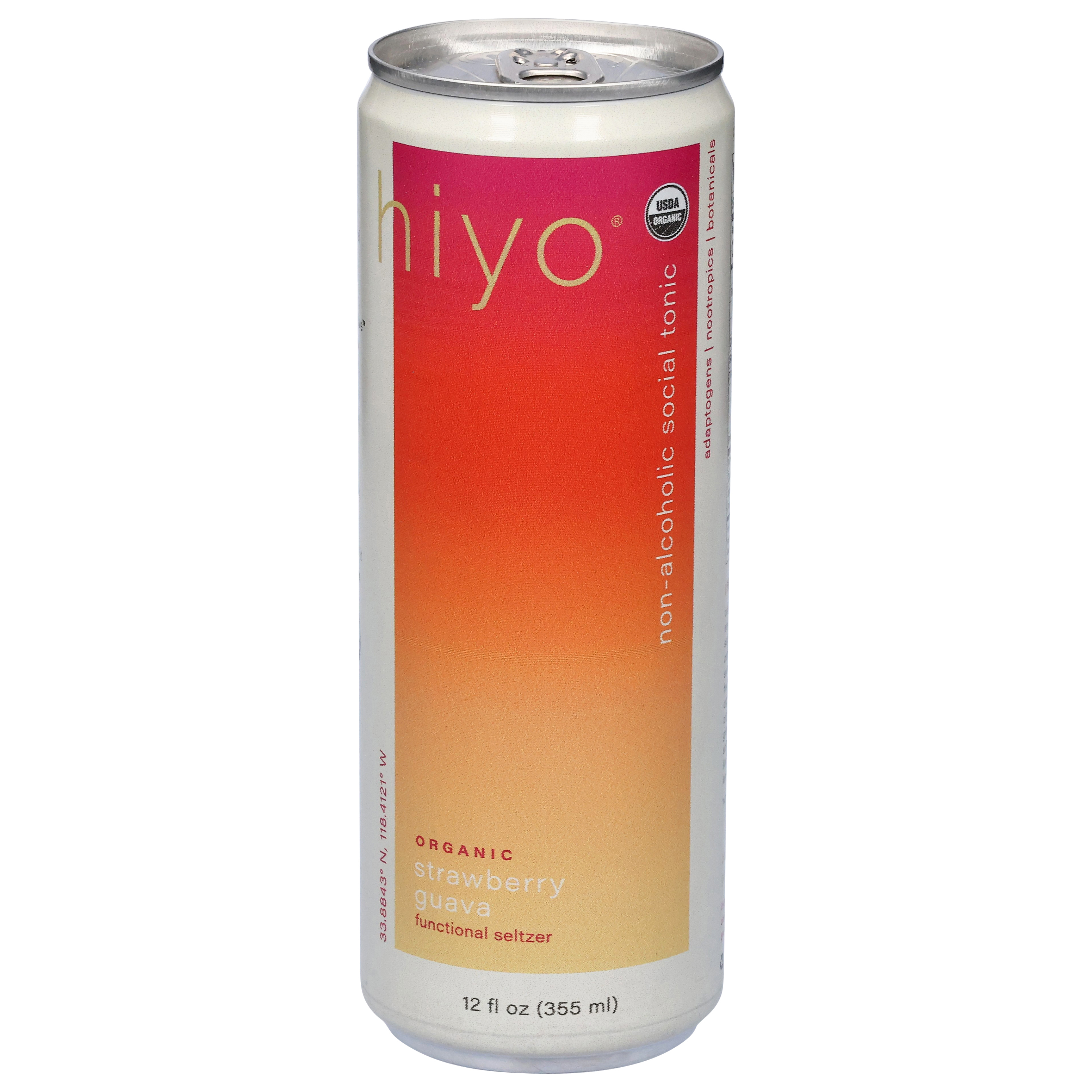 Hiyo Organic Non-Alcoholic Social Tonic Strawberry Guava Functional Seltzer