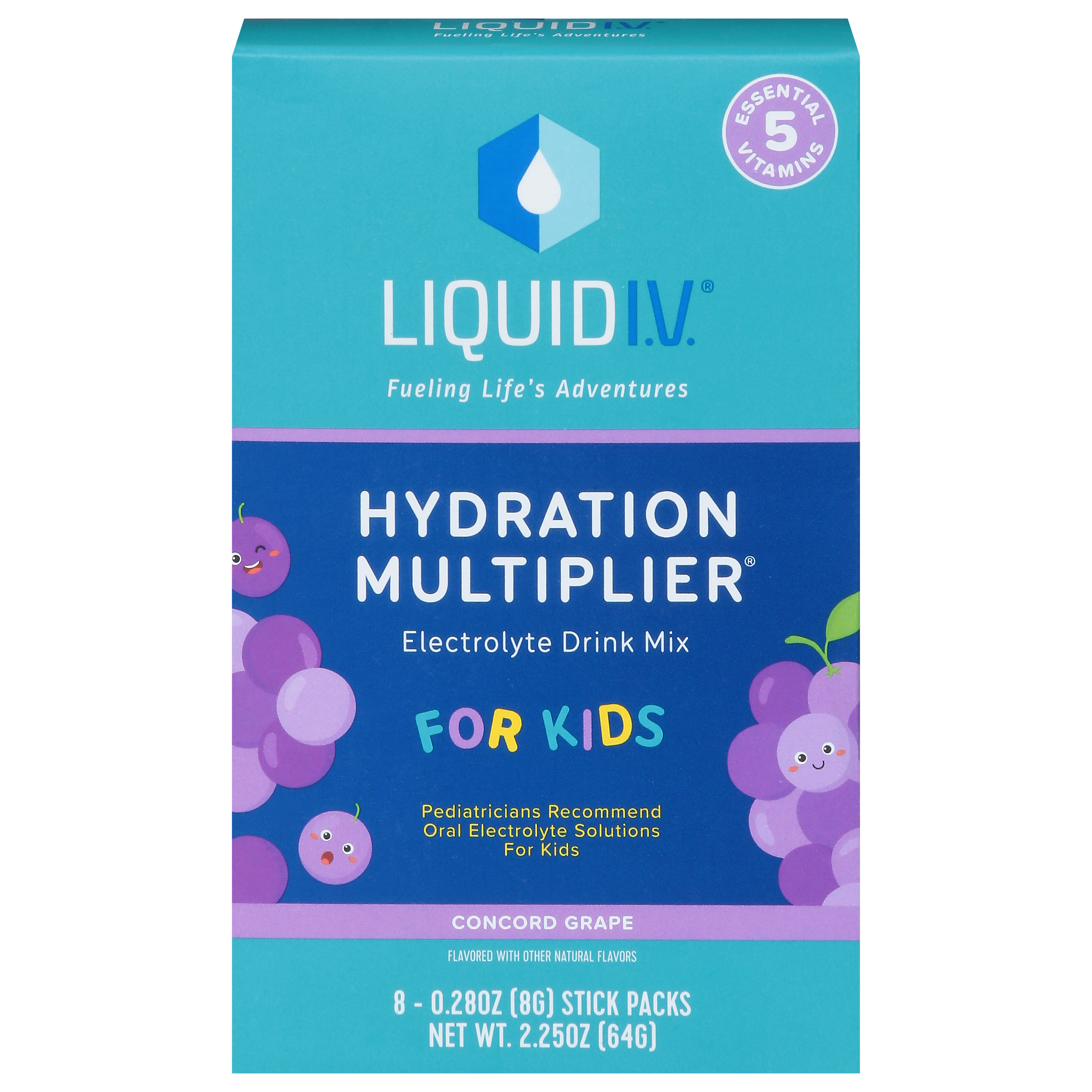 Liquid I.V. Hydration Multiplier Concord Grape Electrolyte Drink Mix for Kids 8 - 0.28 oz Packs