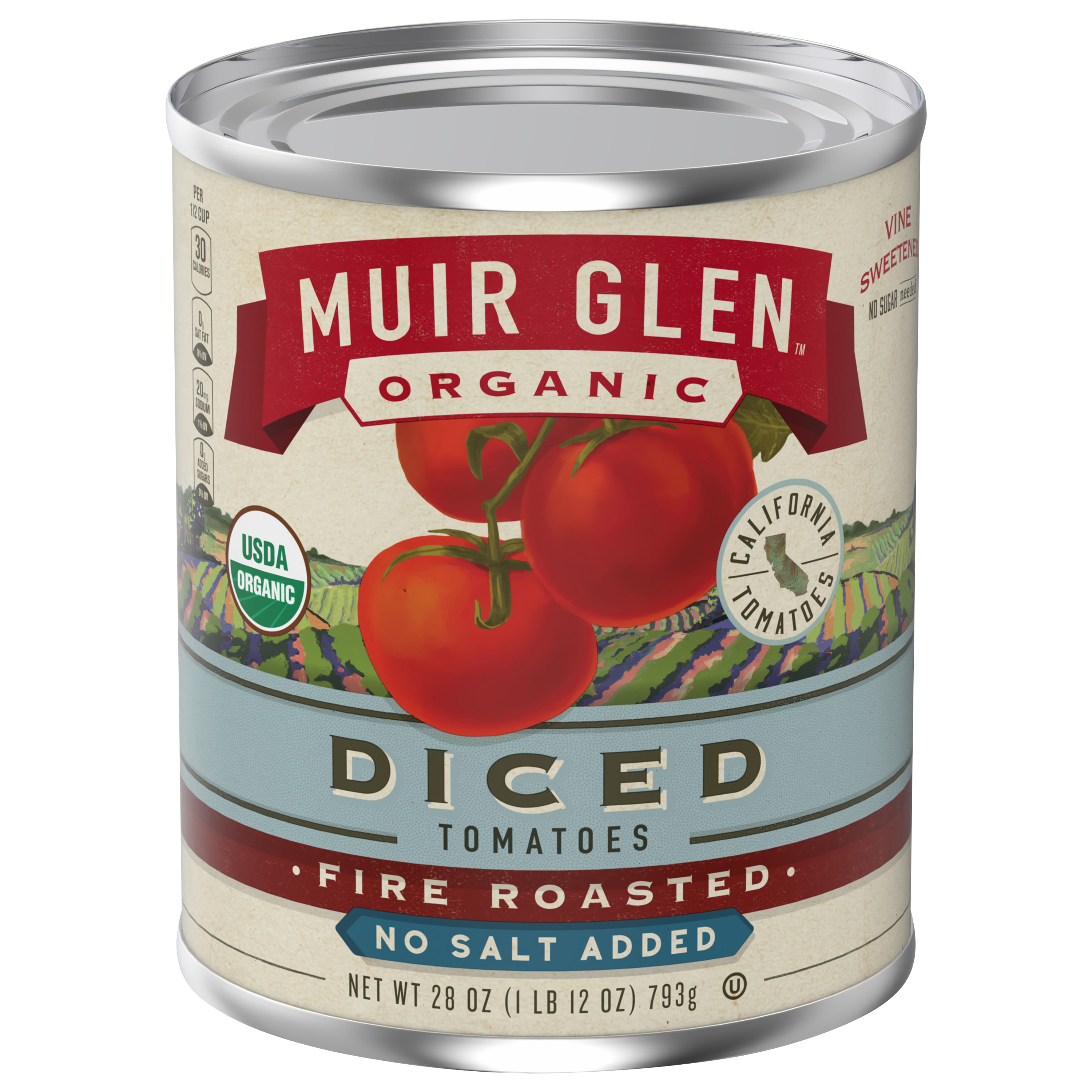 Muir Glen Organic Fire Roasted Diced Tomatoes No Salt Added,