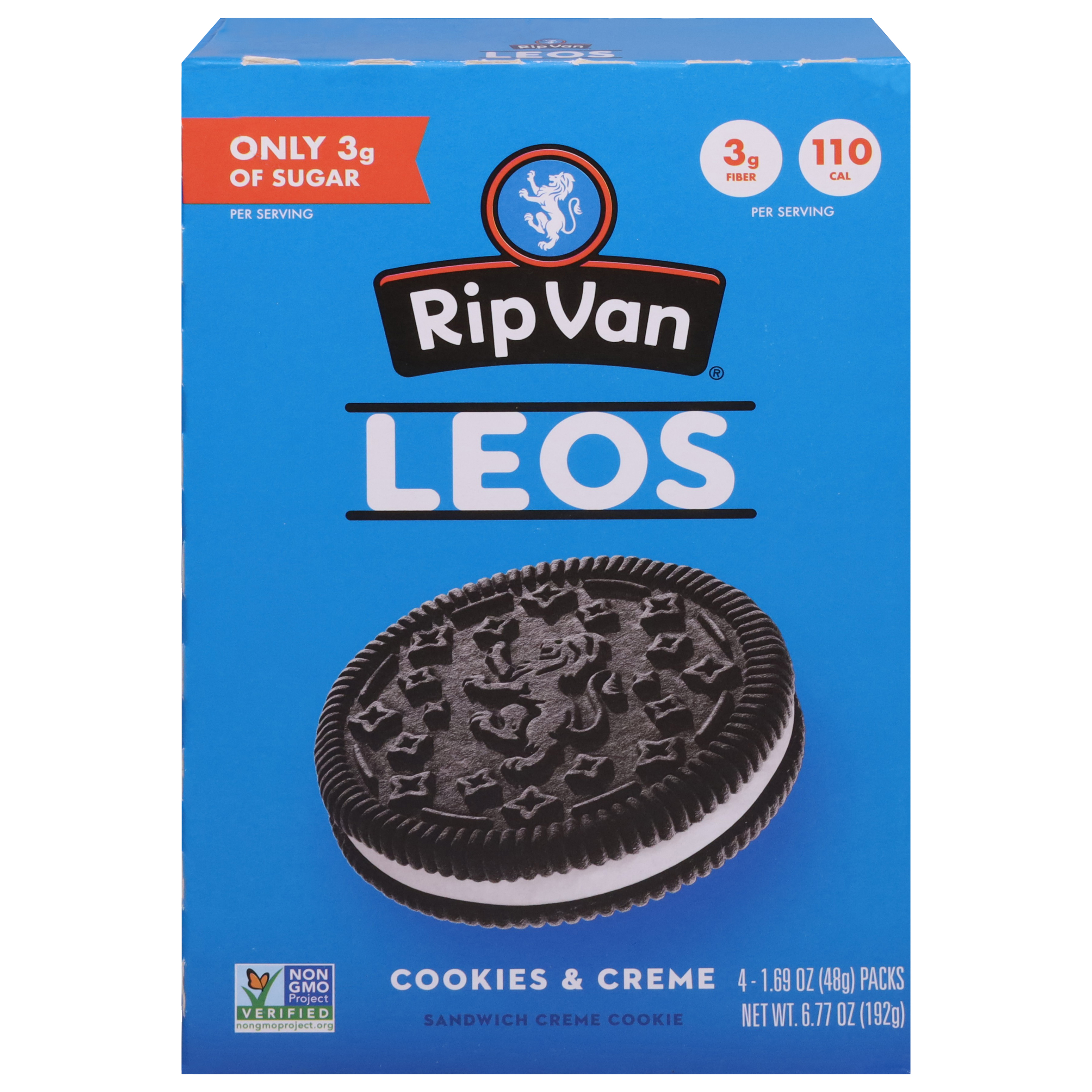 Rip Van Leos Cookies & Creme Sandwich Creme Cookies 4 - 1.69 oz Packs