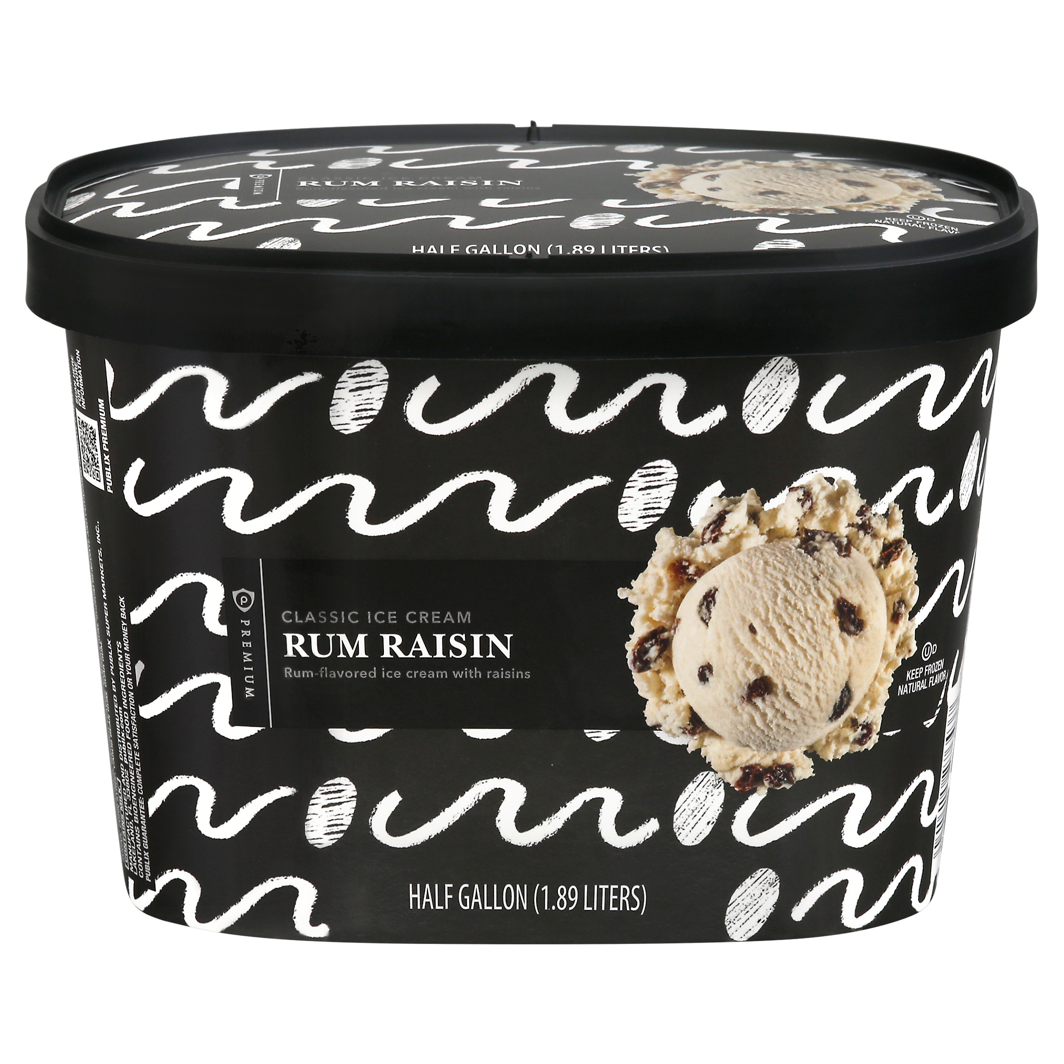 Publix Premium Classic Rum Raisin Ice Cream 0.5 gl