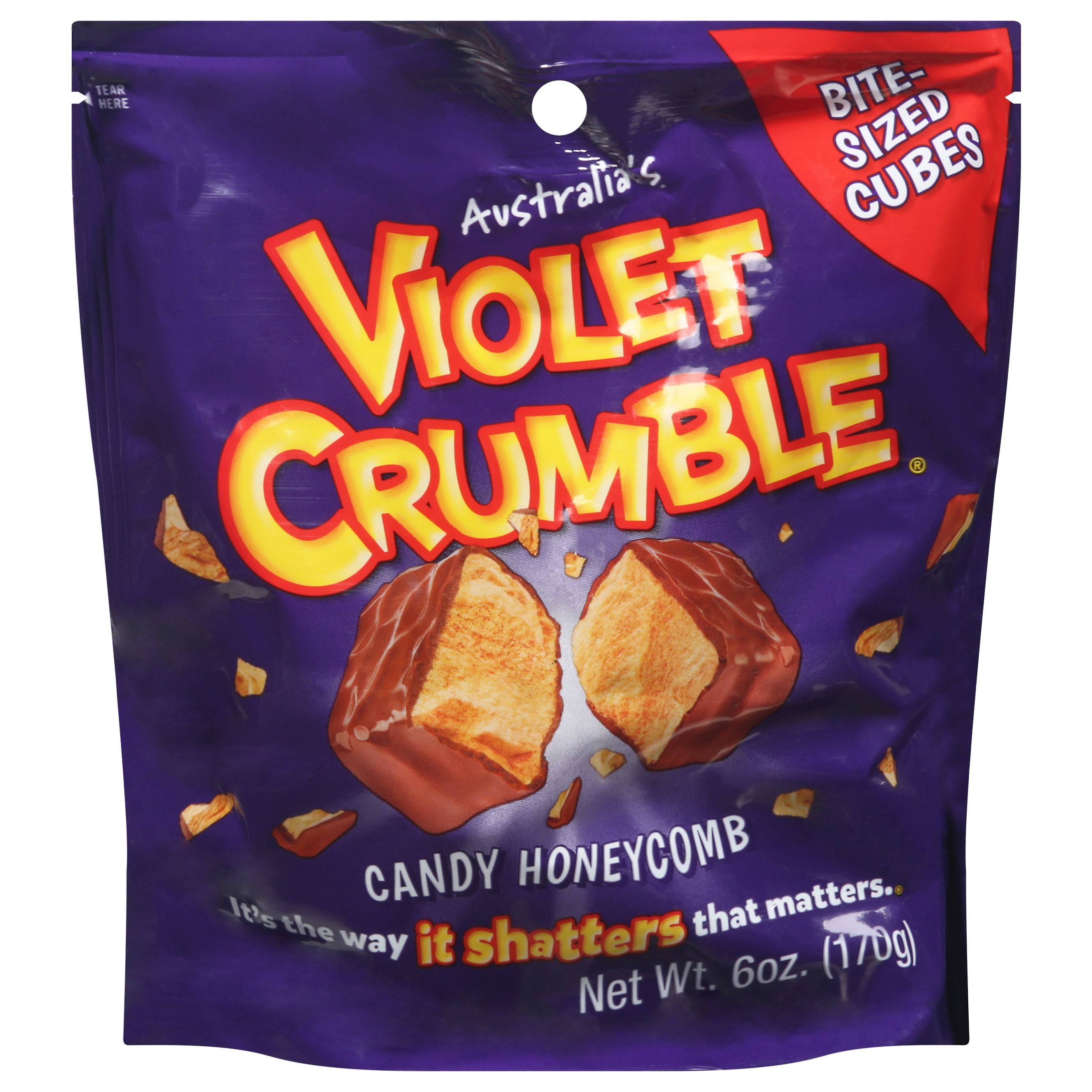 Violet Crumble Bite-Sized Cubes Candy Honeycomb