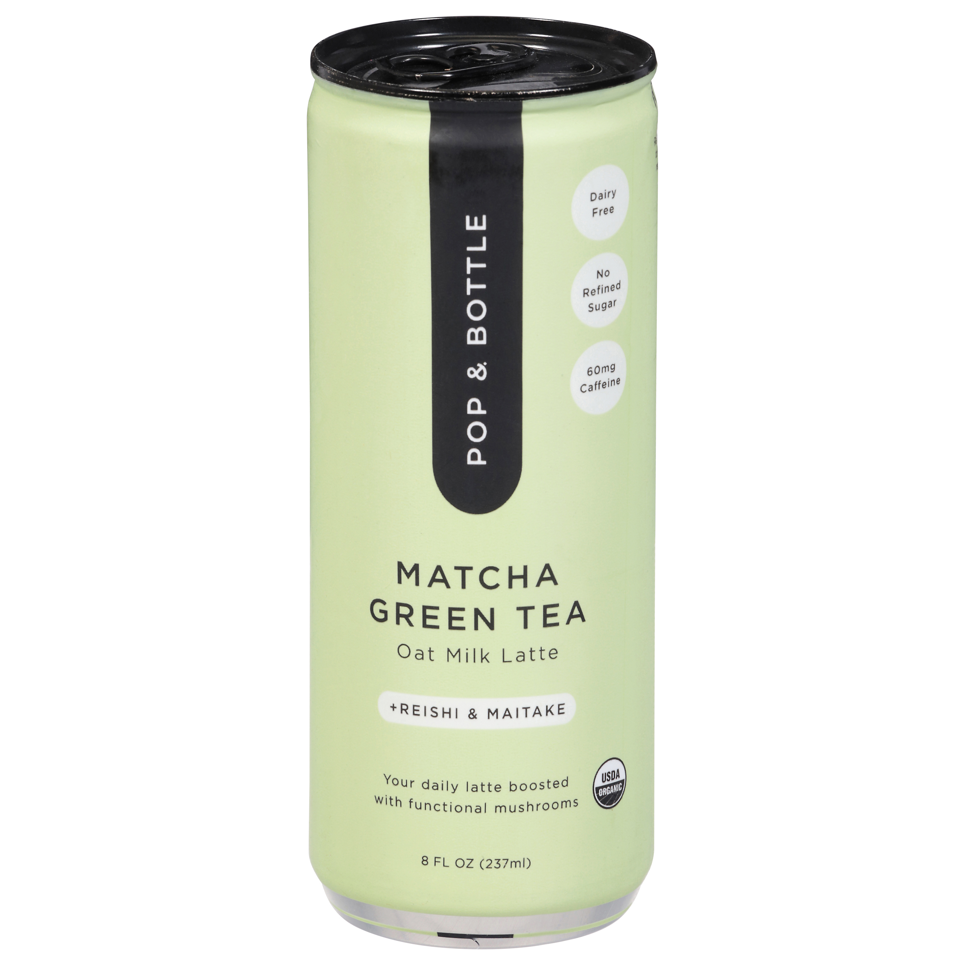 Pop & Bottle +Reishi & Maitake Matcha Green Tea Oat Milk Latte