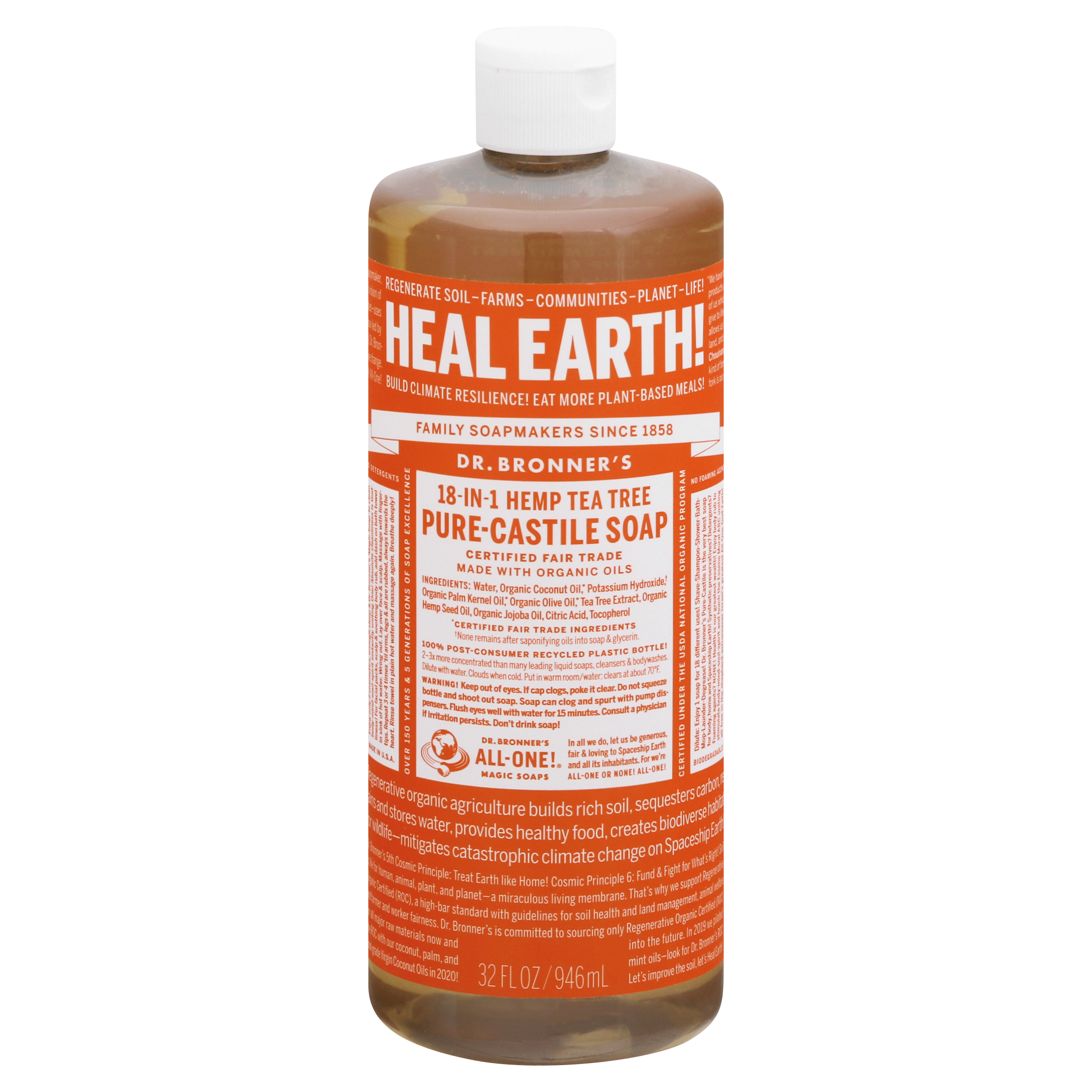 Dr. Bronner's 18-in-1 Hemp Tea Tree Pure-Castile Soap