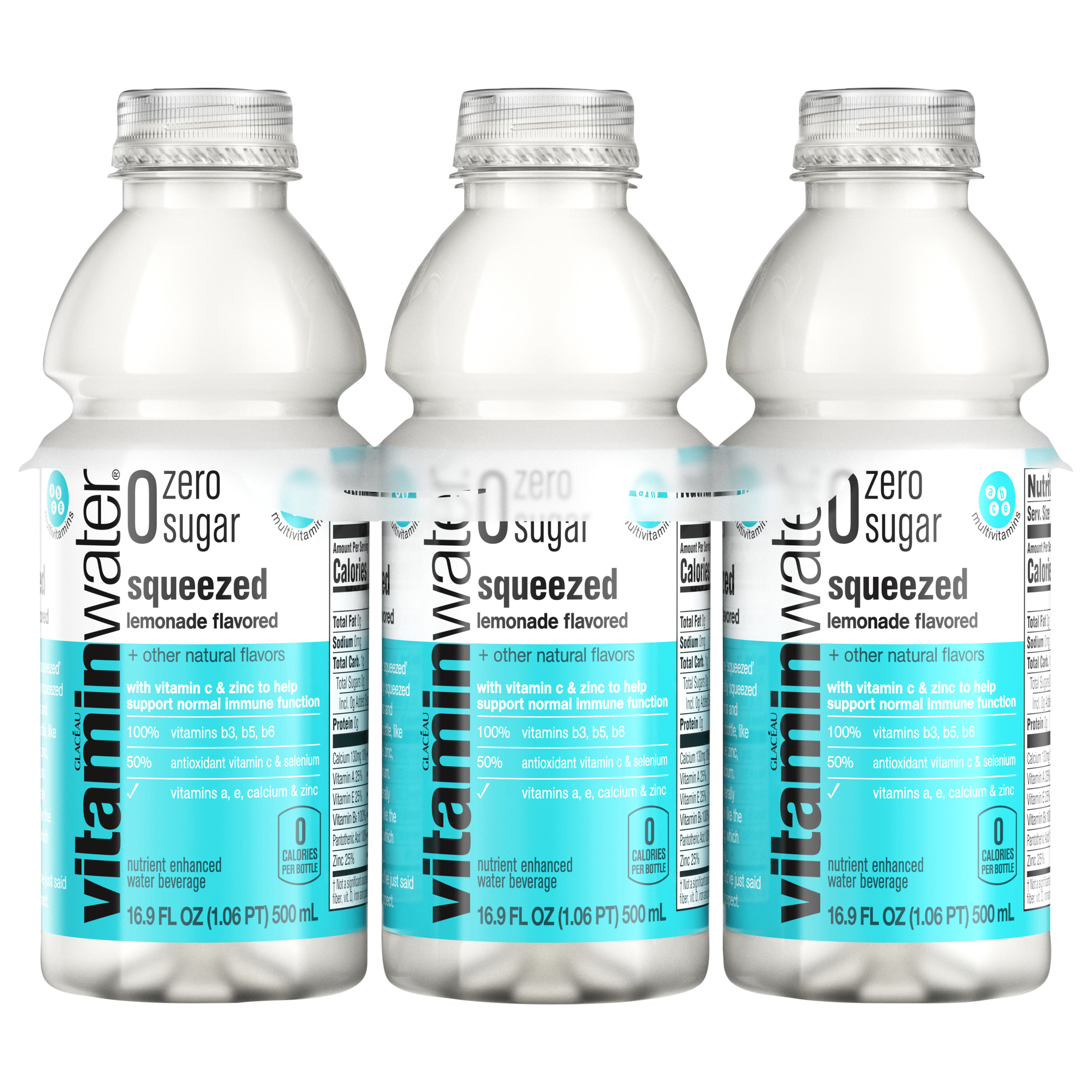 vitaminwater zero sugar squeezed Bottles, 16.9 fl oz,