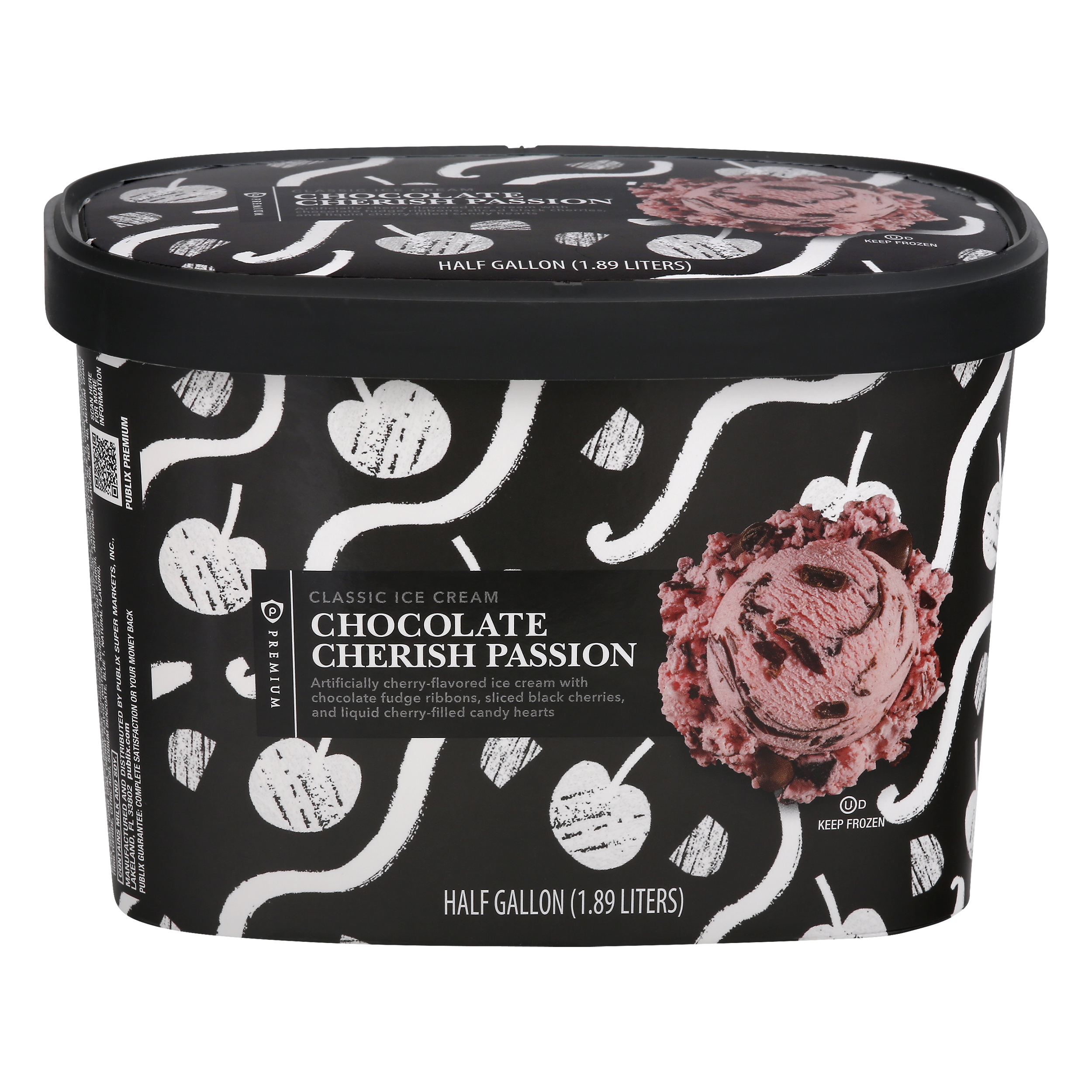 Publix Premium Classic Chocolate Cherish Passion Ice Cream 05 Gl Carton 6226