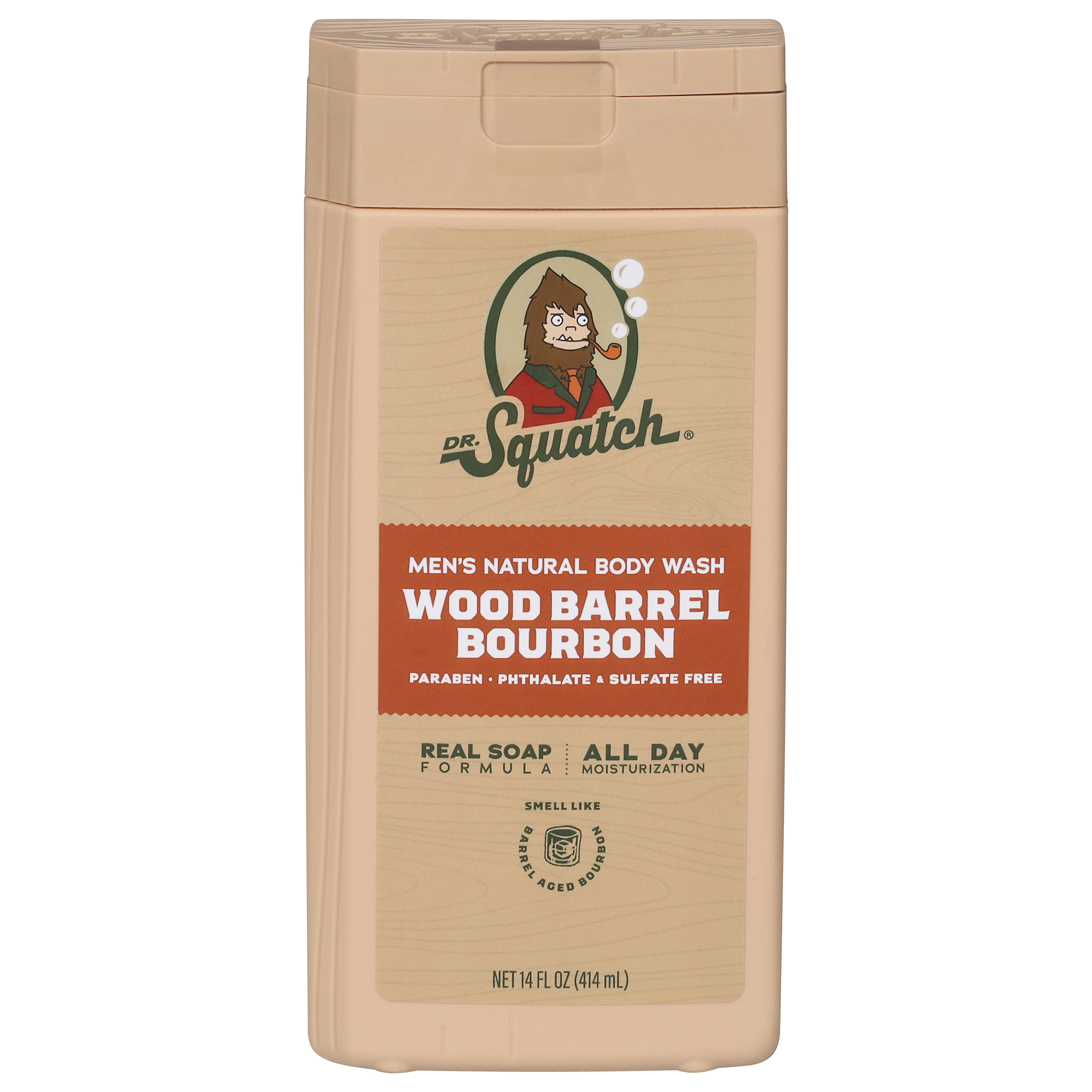 Dr. Squatch Men's Natural Wood Barrel Bourbon Body Wash