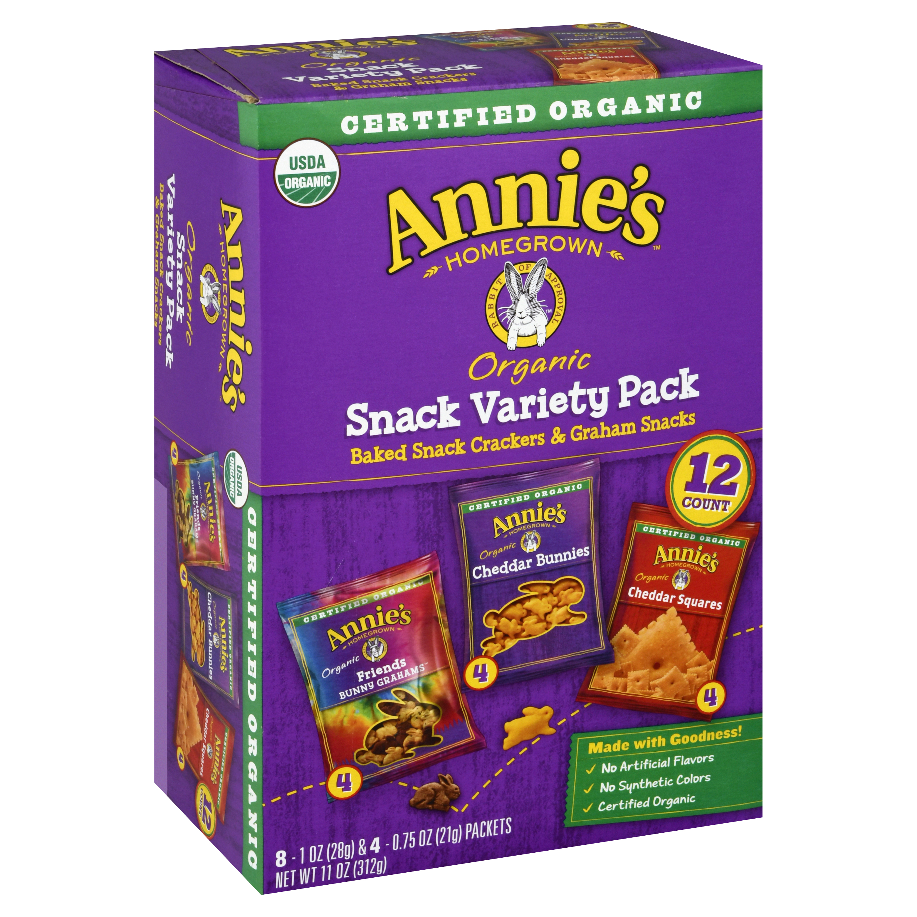 Annie's Homegrown Snack Variety Pack Organic Baked Snack Crackers & Graham Snacks