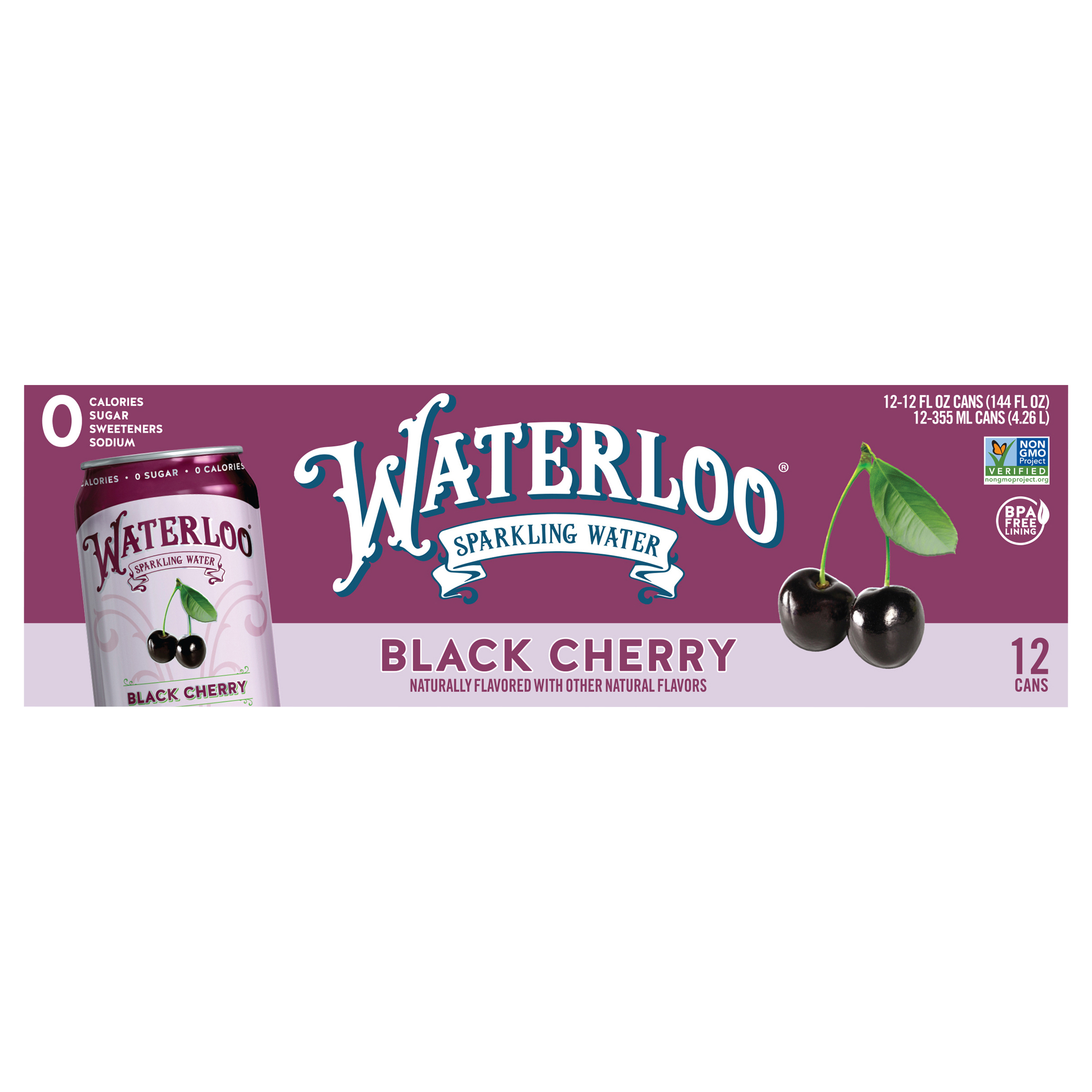 Waterloo Black Cherry Sparkling Water - 12pk /