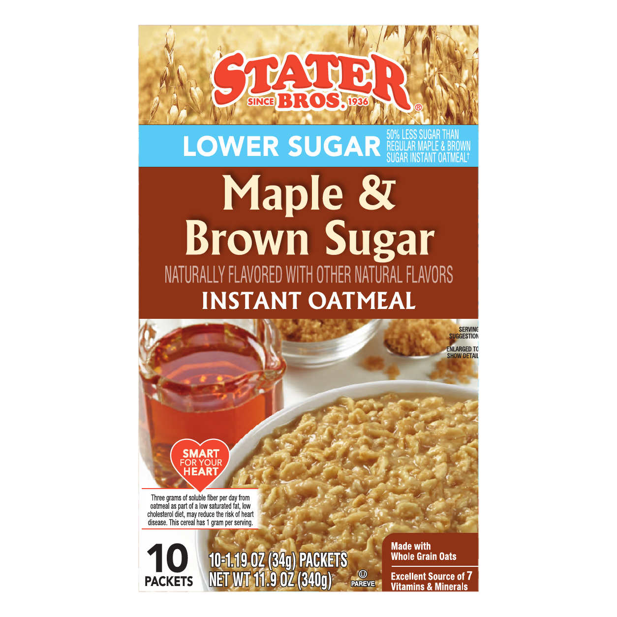 Stater Bros. Maple & Brown Sugar Instant Oatmeal 10 ea