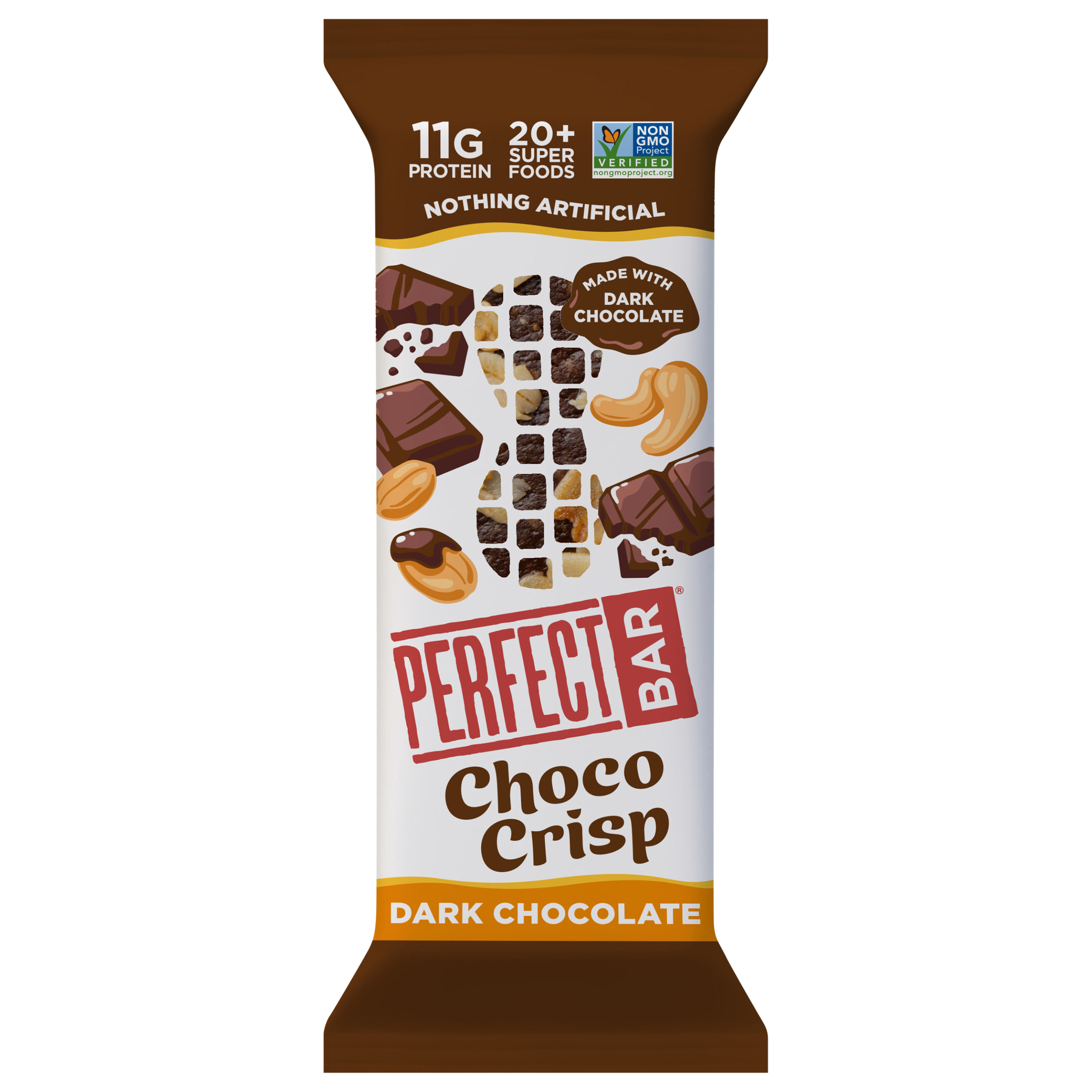 Perfect Bar Choco Crisp Gluten-Free Dark Chocolate Nut Butter Protein Bar, Kosher,
