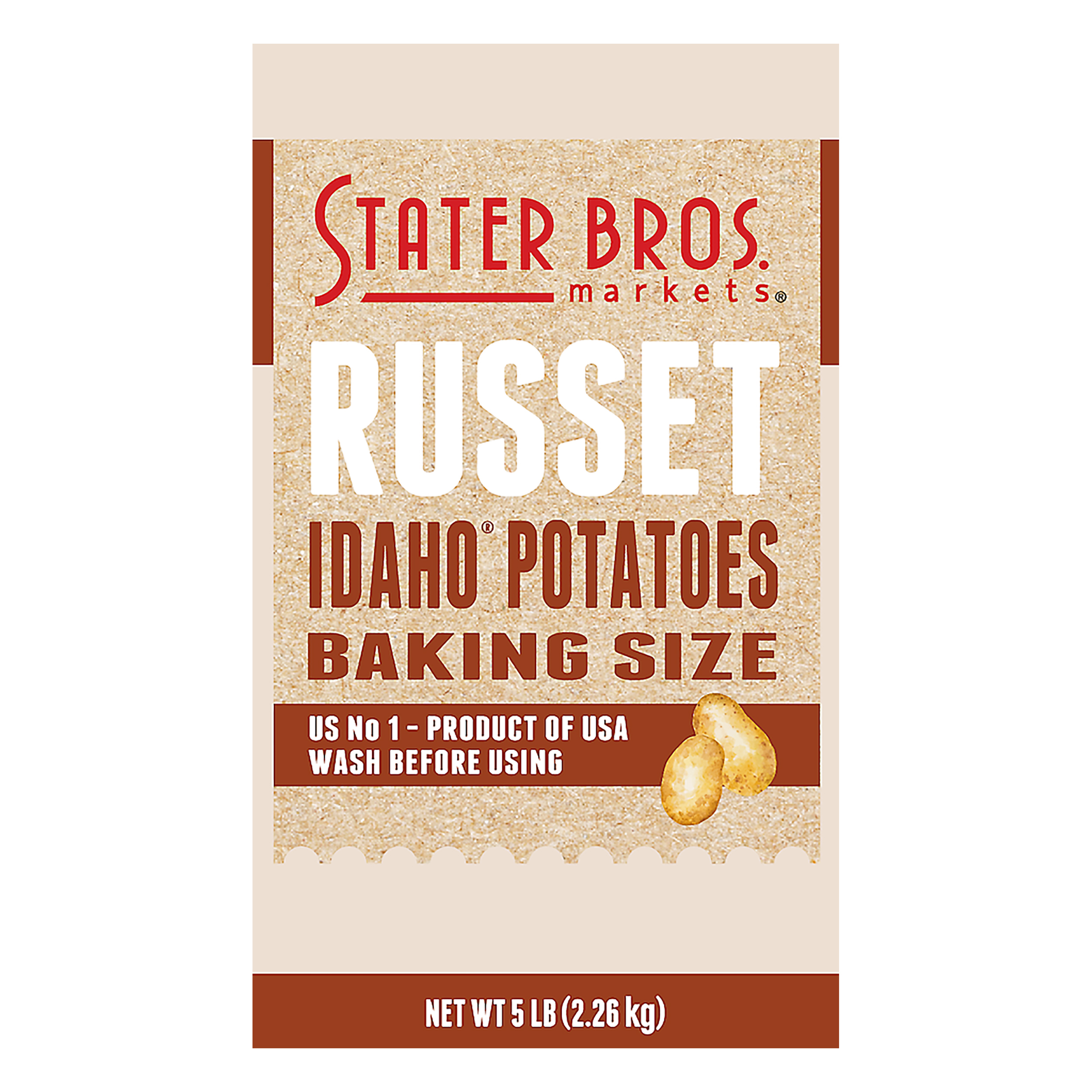 Stater Bros. Markets Baking Size Idaho Russet Potatoes 5 lb Bag