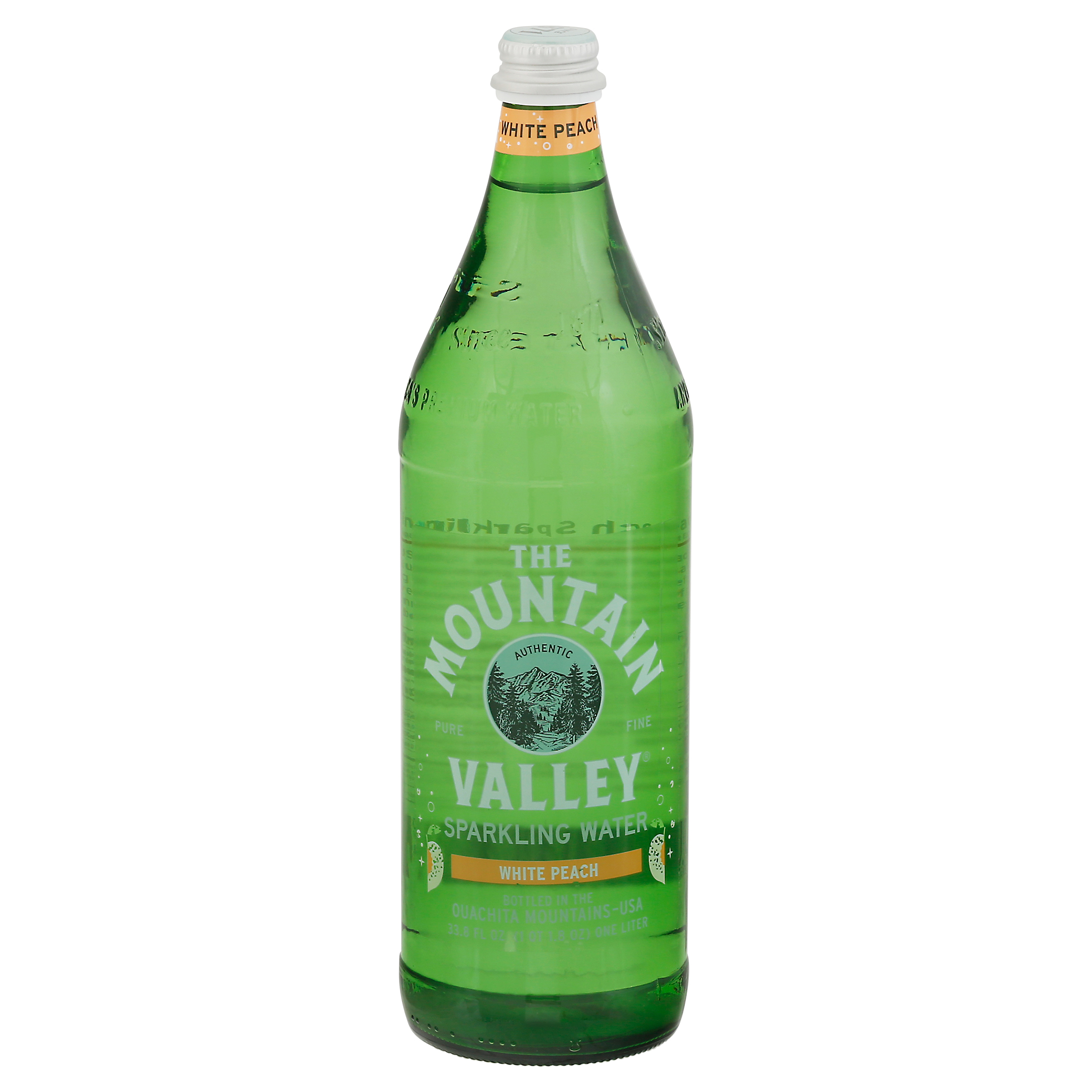 The Mountain Valley White Peach Sparkling Water