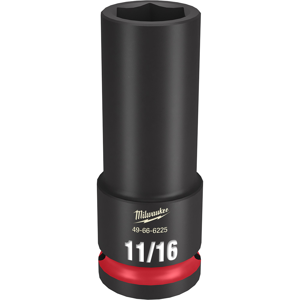 Product image for Milwaukee 49-66-6225 SHOCKWAVE™ Impact Duty™ 11/16" Deep 6-Point Socket, 1/2" Drive