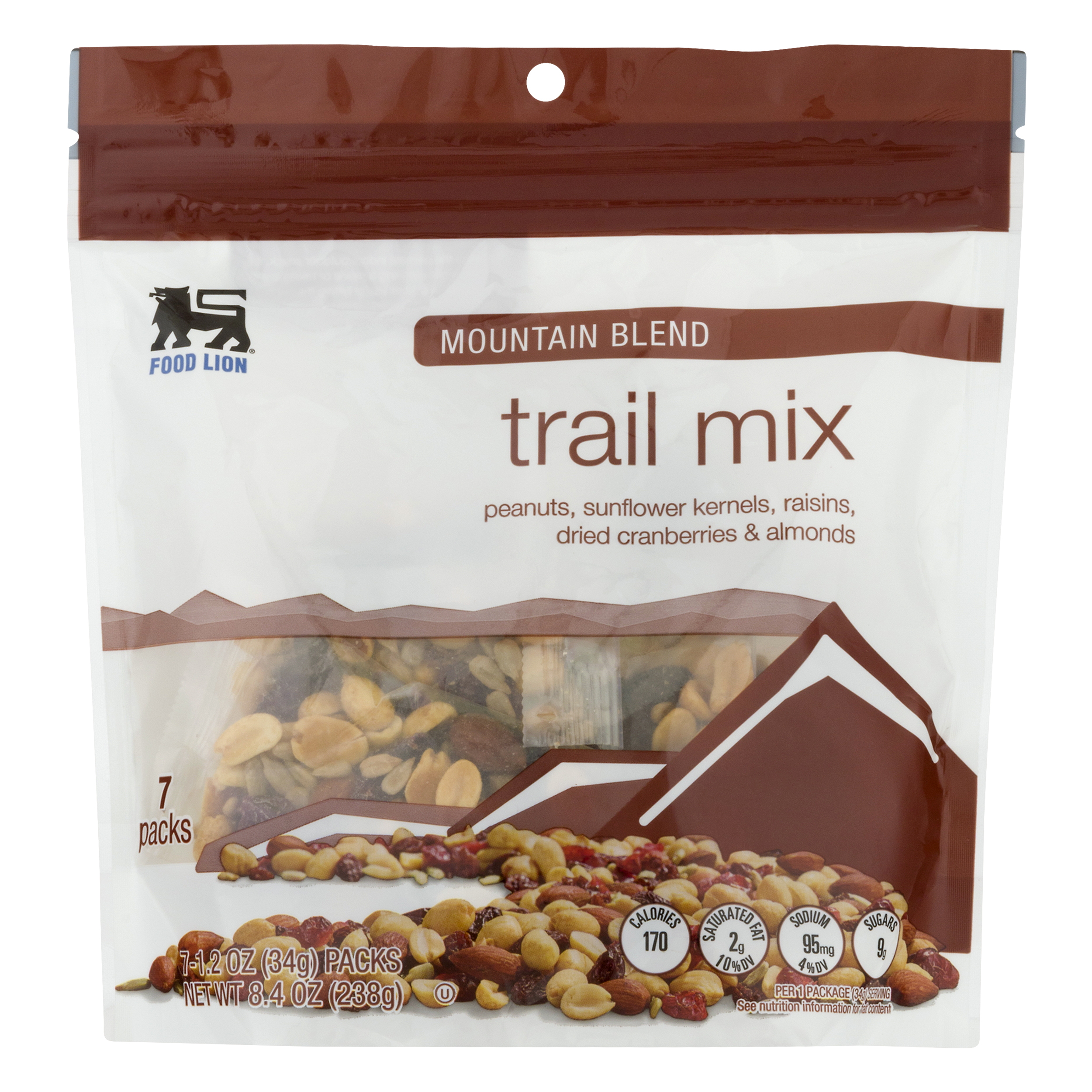 Food Lion Trail Mix, Mountain Blend, 7 Packs, Pouch