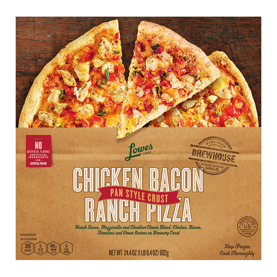 Lowes Foods Chicken Bacon Ranch Pan Style Crust Pizza 24.4 oz