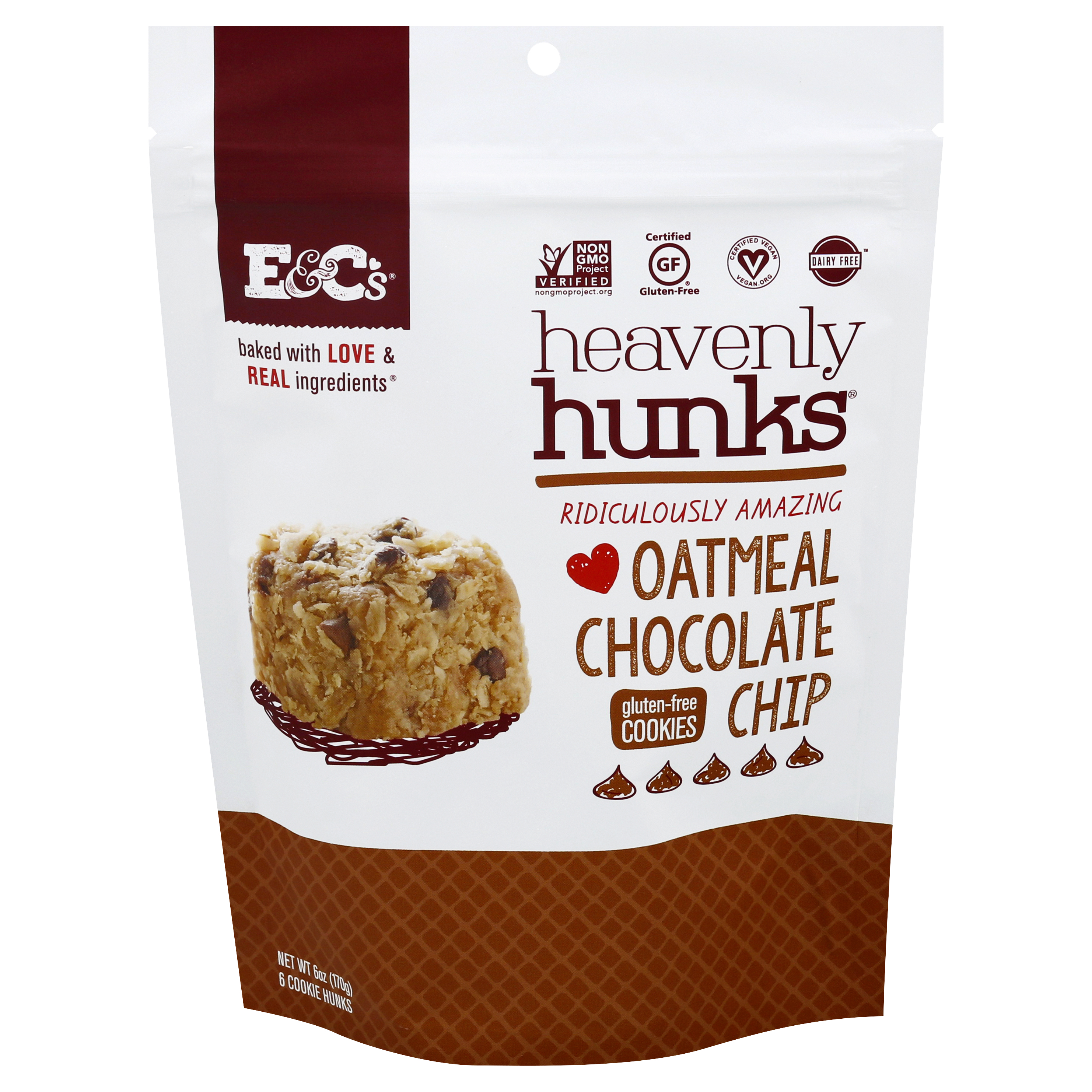 E&C's Heavenly Hunks Gluten-Free Oatmeal Chocolate Chip Cookies