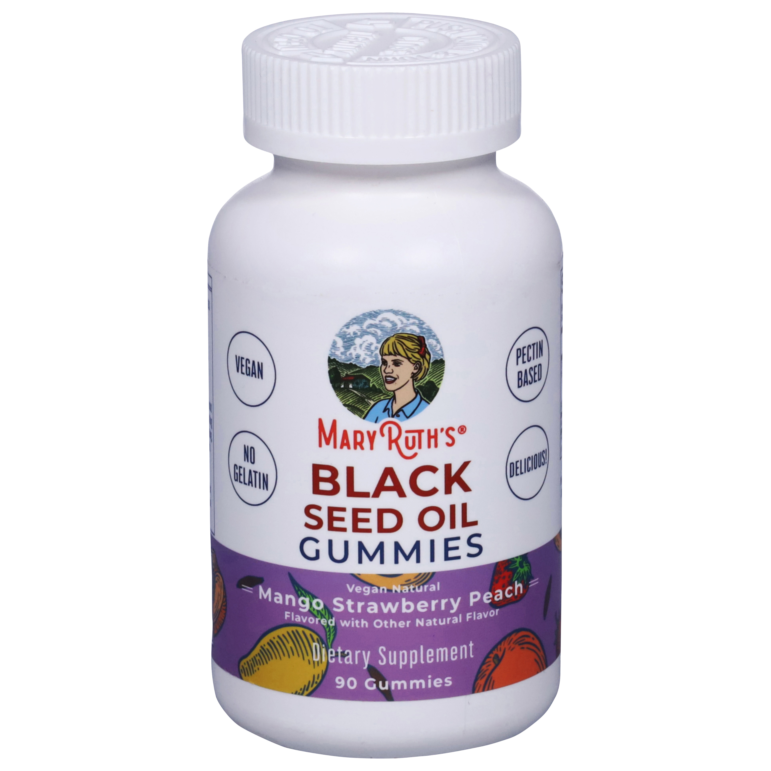 MaryRuth's Mango Strawberry Peach Black Seed Oil 90 Gummies