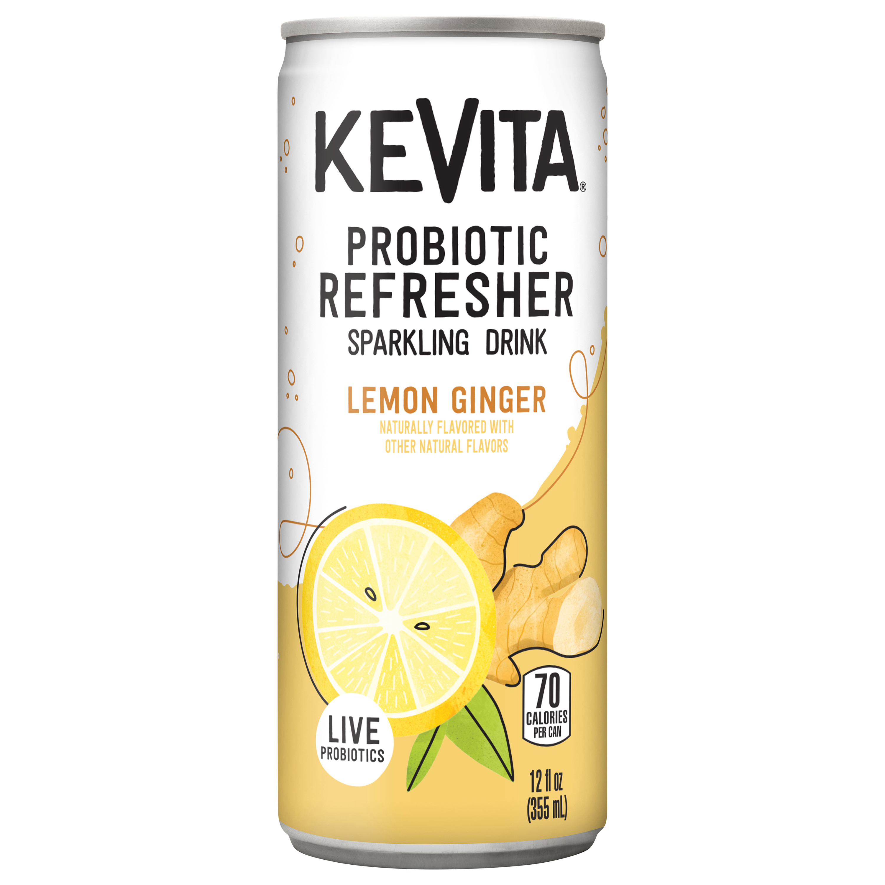 KeVita Sparkling Probiotic Drink, Lemon Ginger,