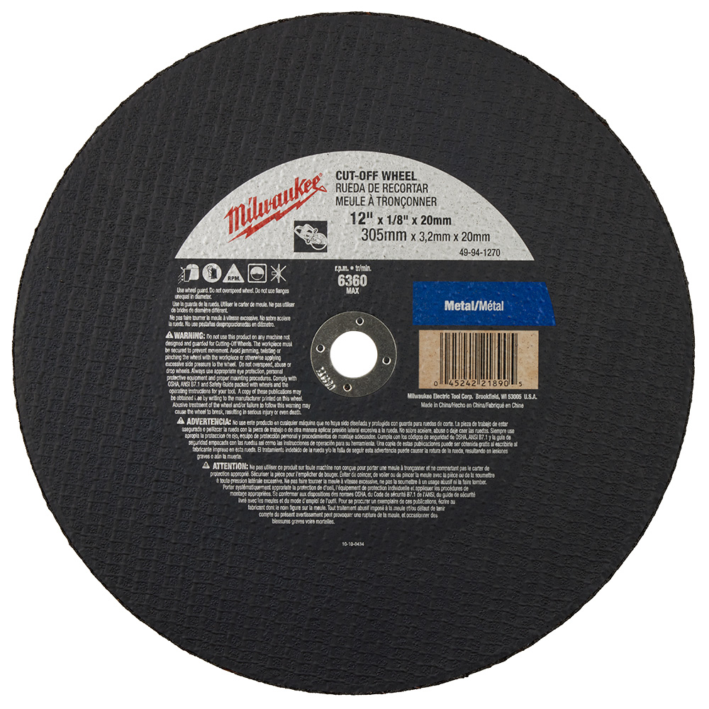 12" x 1/8" x 20mm Cut-Off Wheel (Type 1)