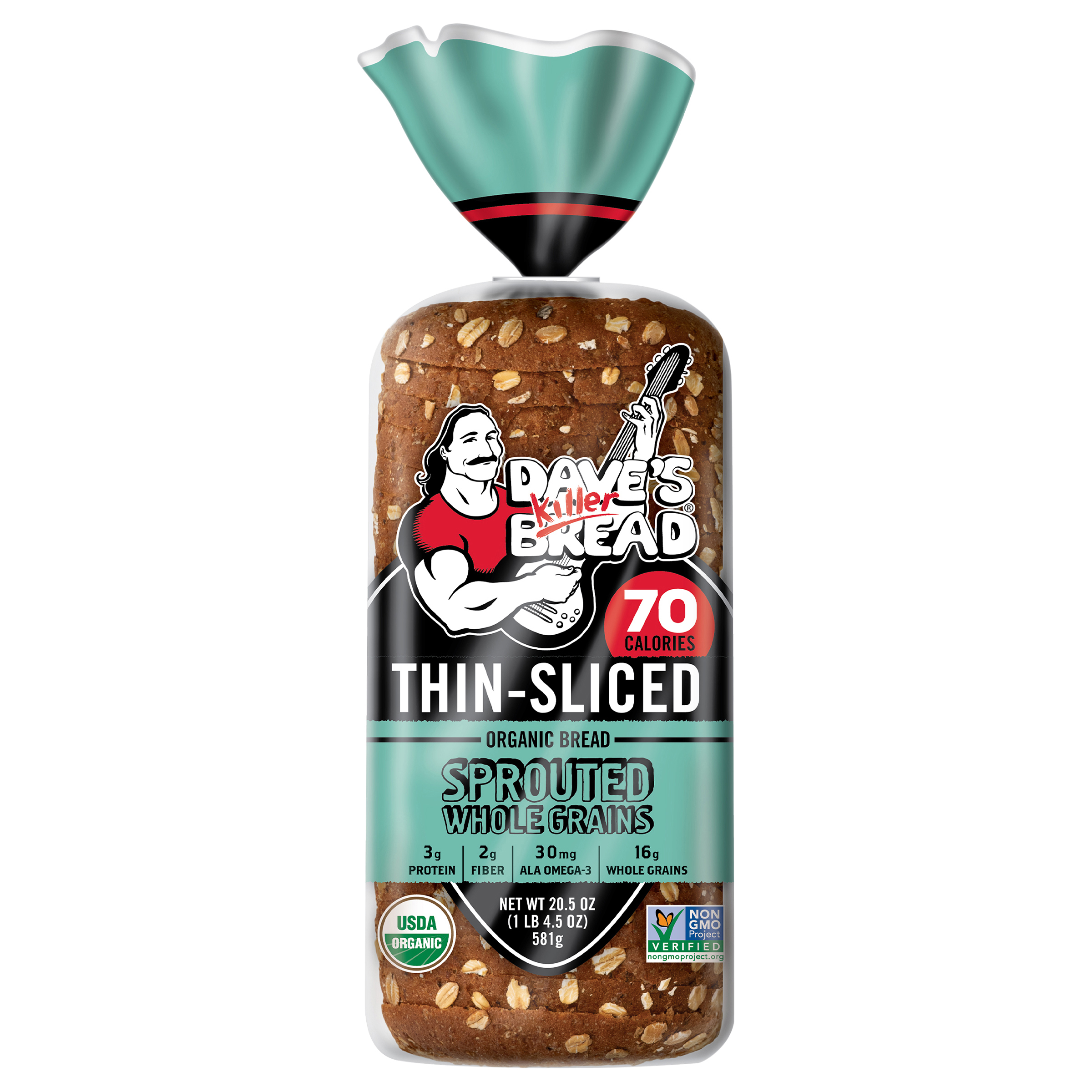 Dave's Killer Bread Sprouted Whole Grains Thin-Sliced, Whole Grain Organic Bread, 20.5 oz Loaf