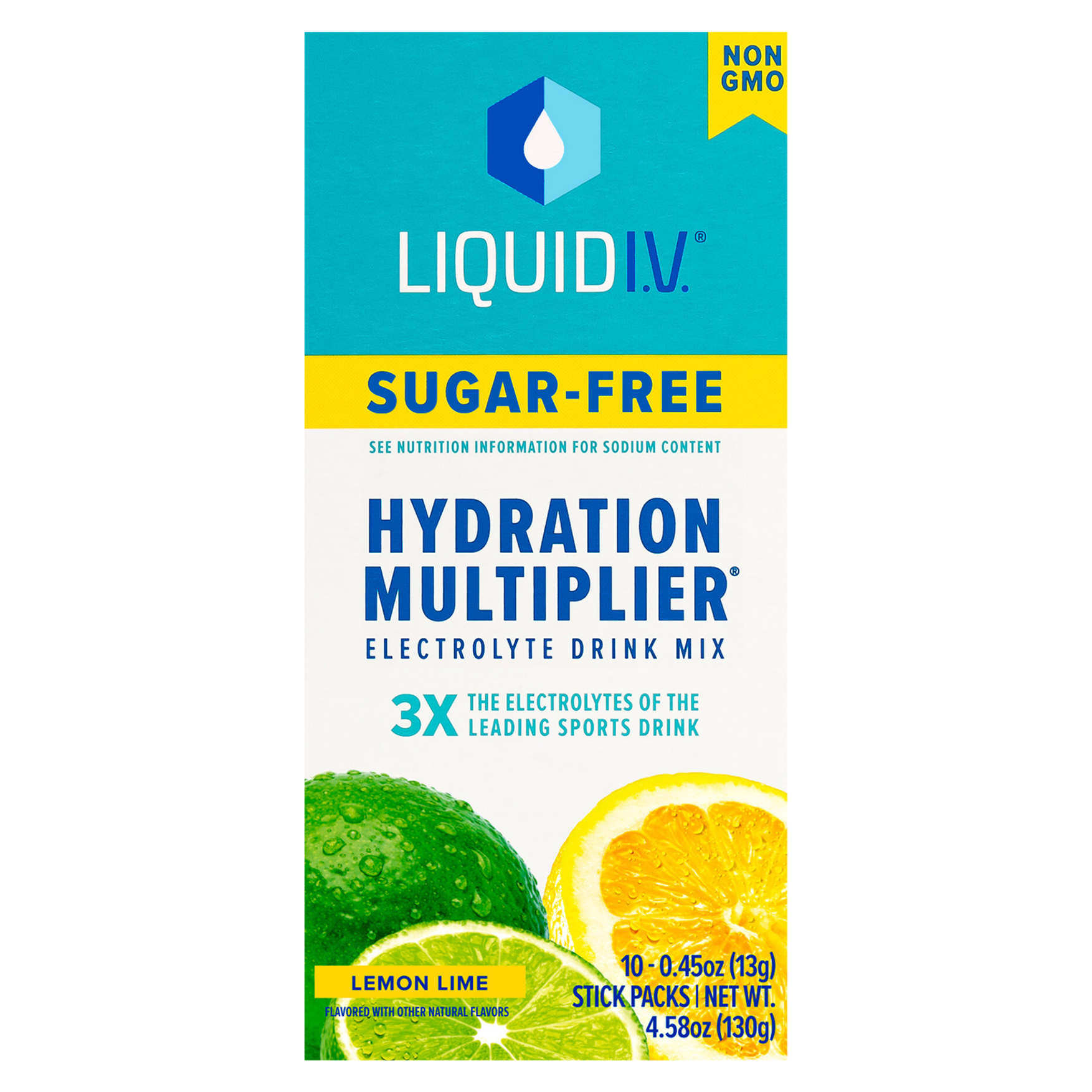 Liquid I.V. Hydration Multiplier Sugar-Free Lemon Lime Electrolyte Drink Mix 10 - 0.45 oz Stick Packs