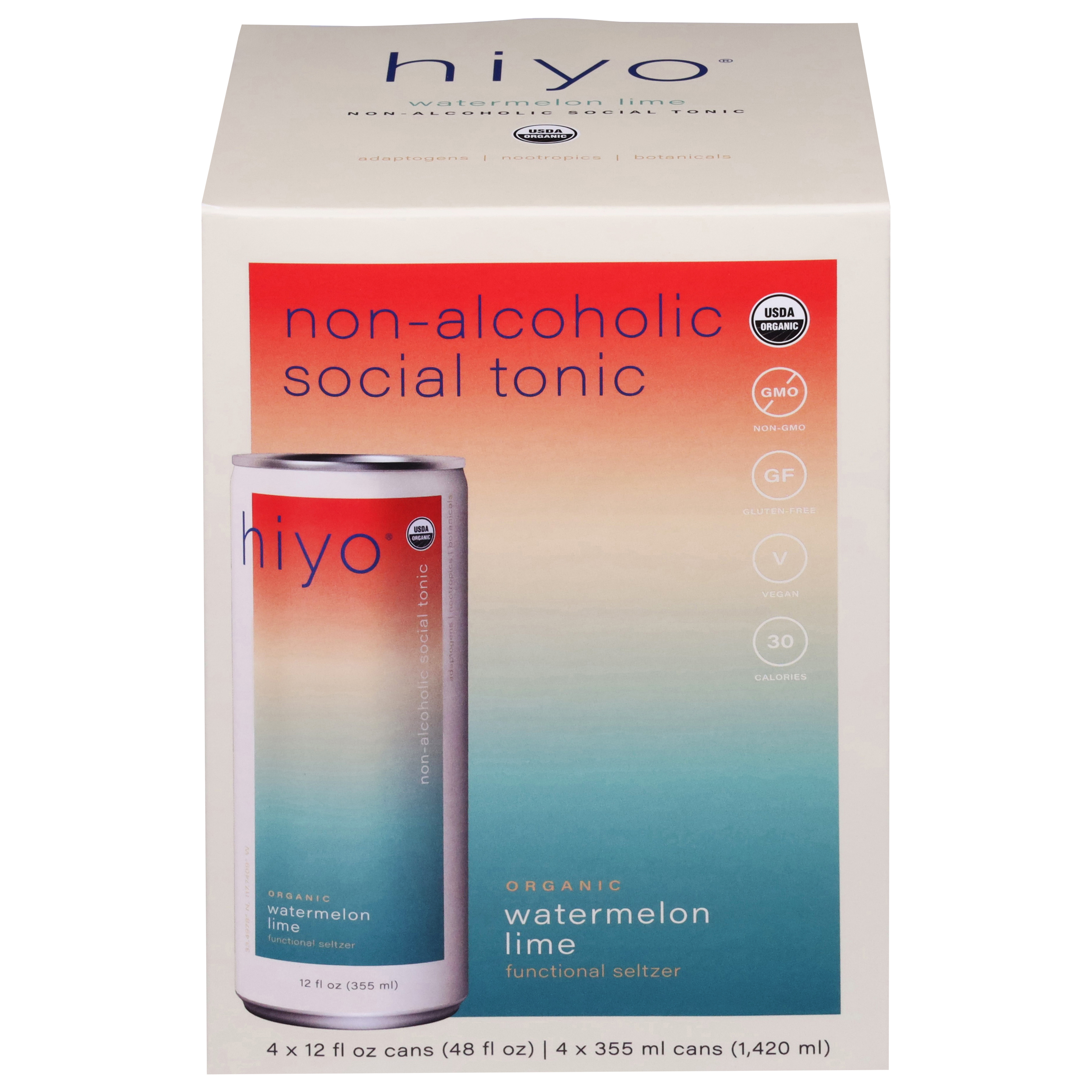 Hiyo Organic Watermelon Lime Functional Seltzer