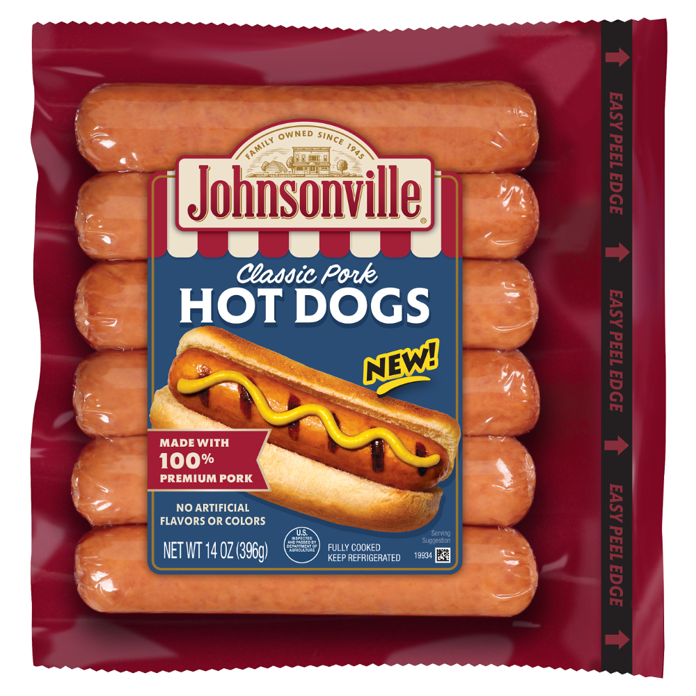 Johnsonville Classic Pork Hot Dogs, 14 Ounce