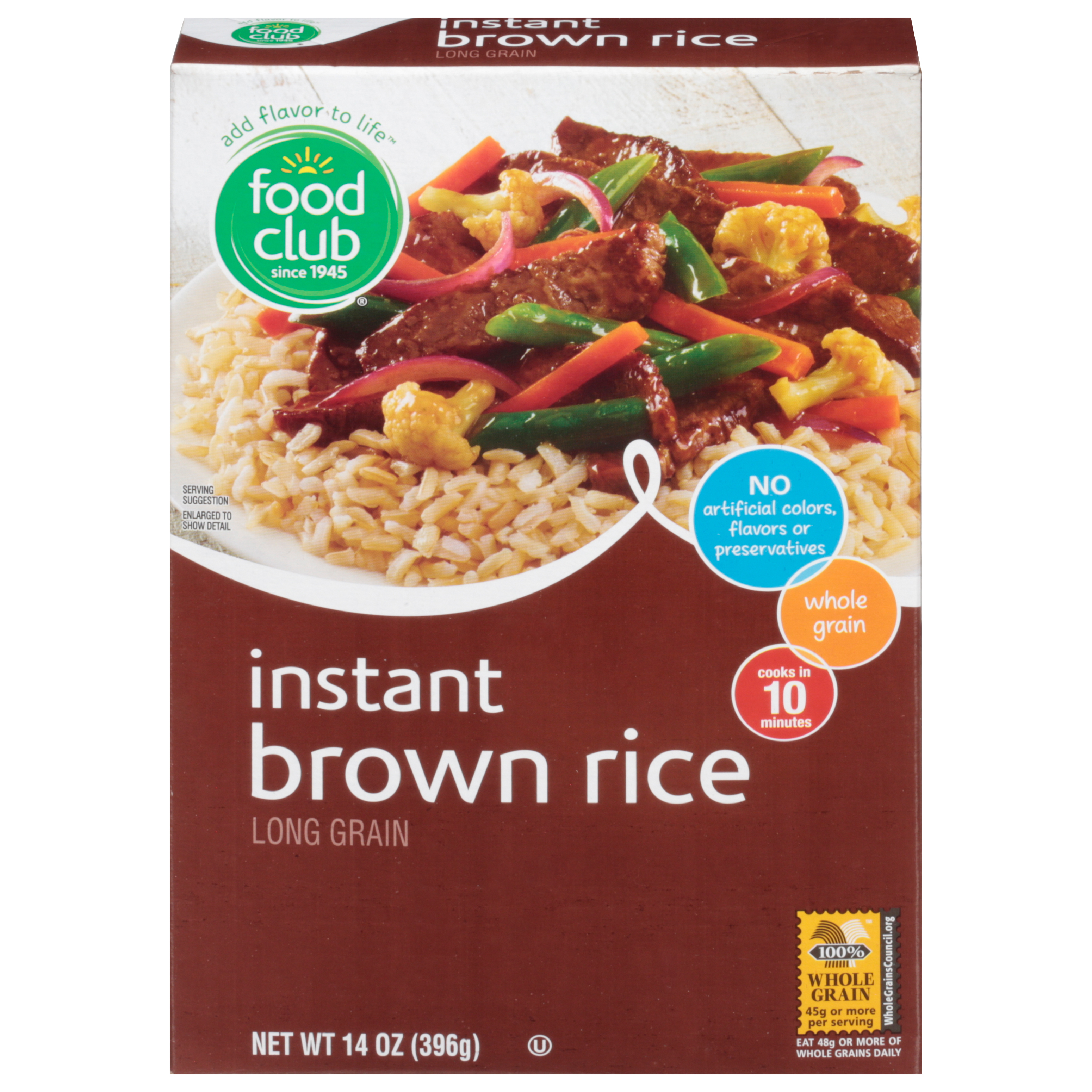 Food Club Long Grain Instant Brown Rice 14 oz